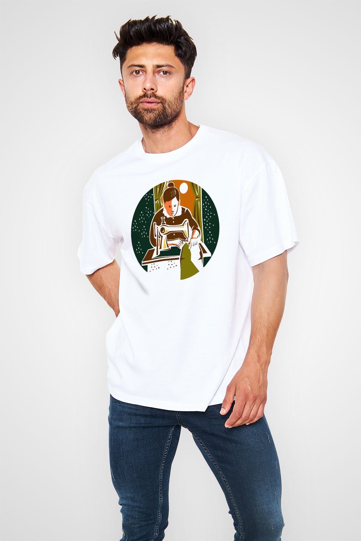 Terzi Beyaz Unisex Oversize Tişört T-Shirt