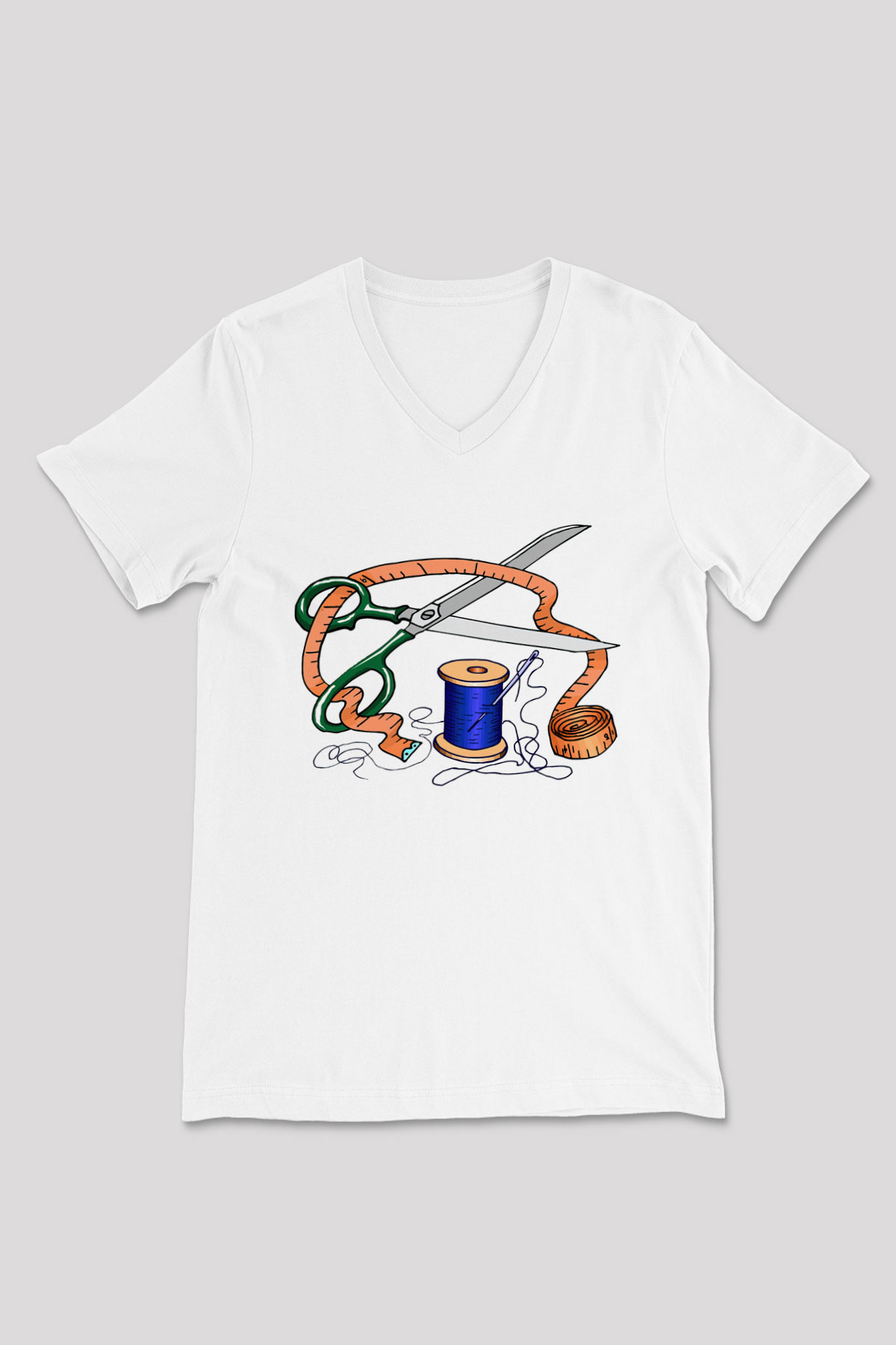 Terzi Beyaz Unisex V Yaka Tişört T-Shirt
