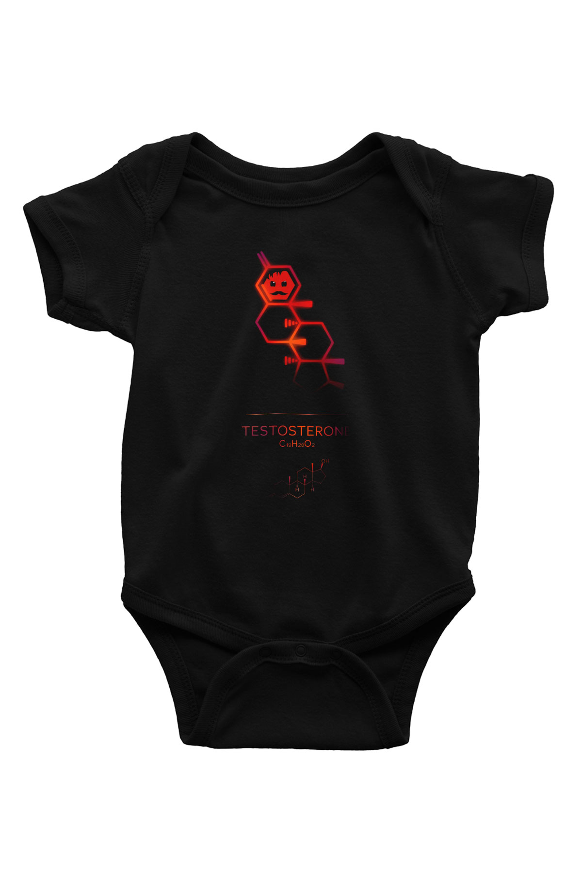 Testosterone Molekülü Baskılı Unisex  Siyah Bebek Body - Zıbın