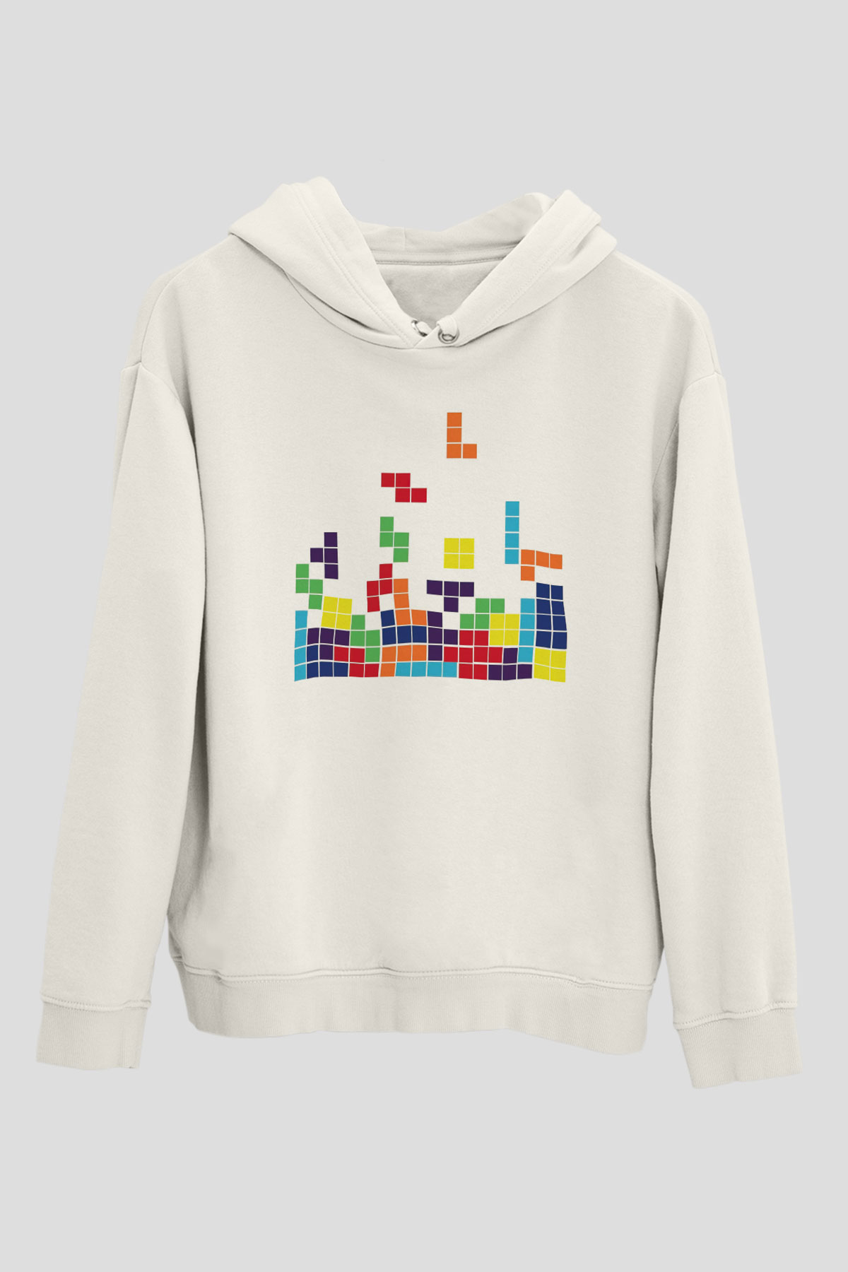 Tetris Beyaz Unisex Hoodie