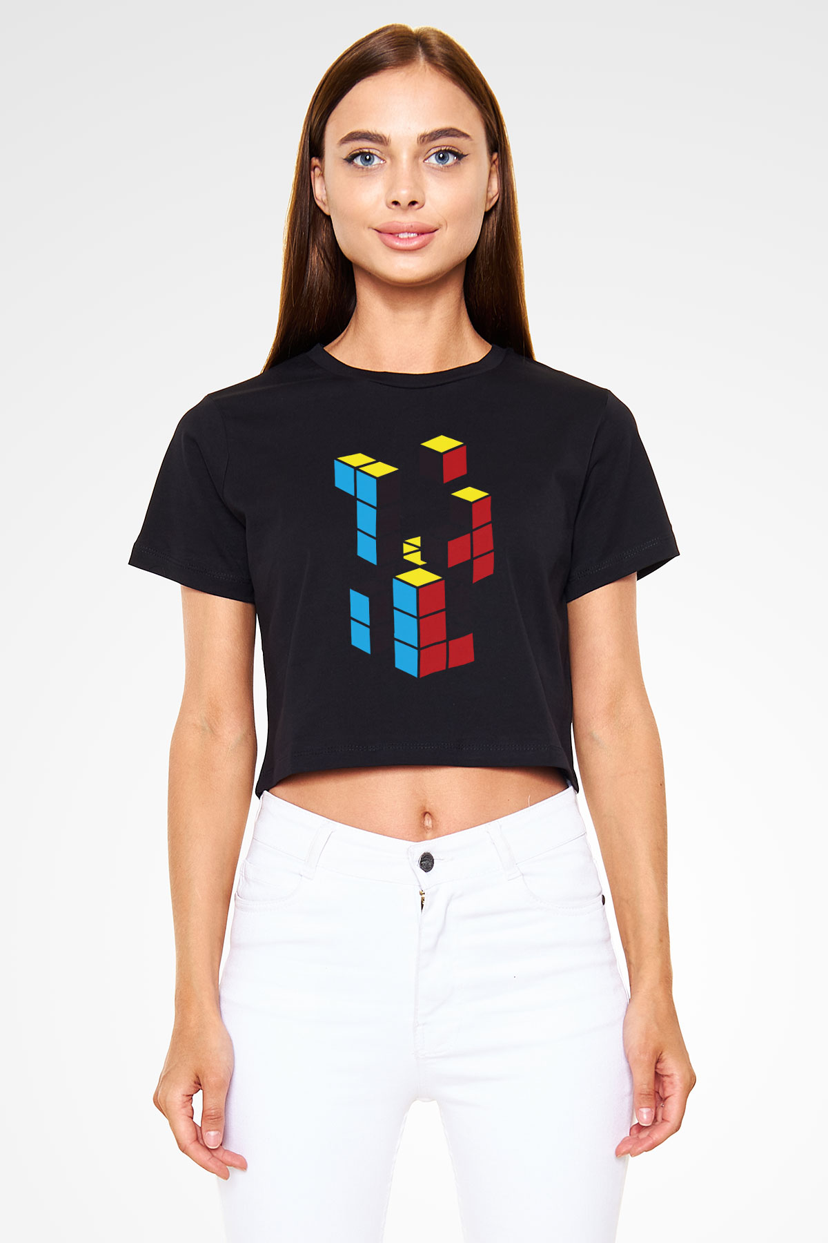 Tetris Siyah   Crop Top Tişört