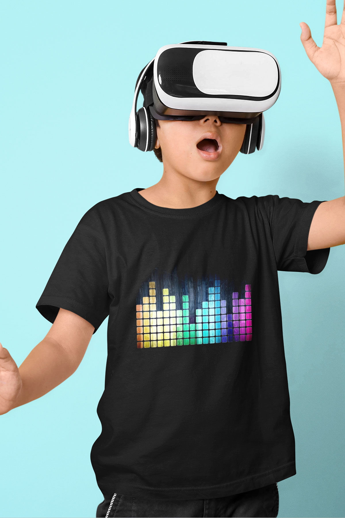 Tetris Siyah Unisex Çocuk Tişört