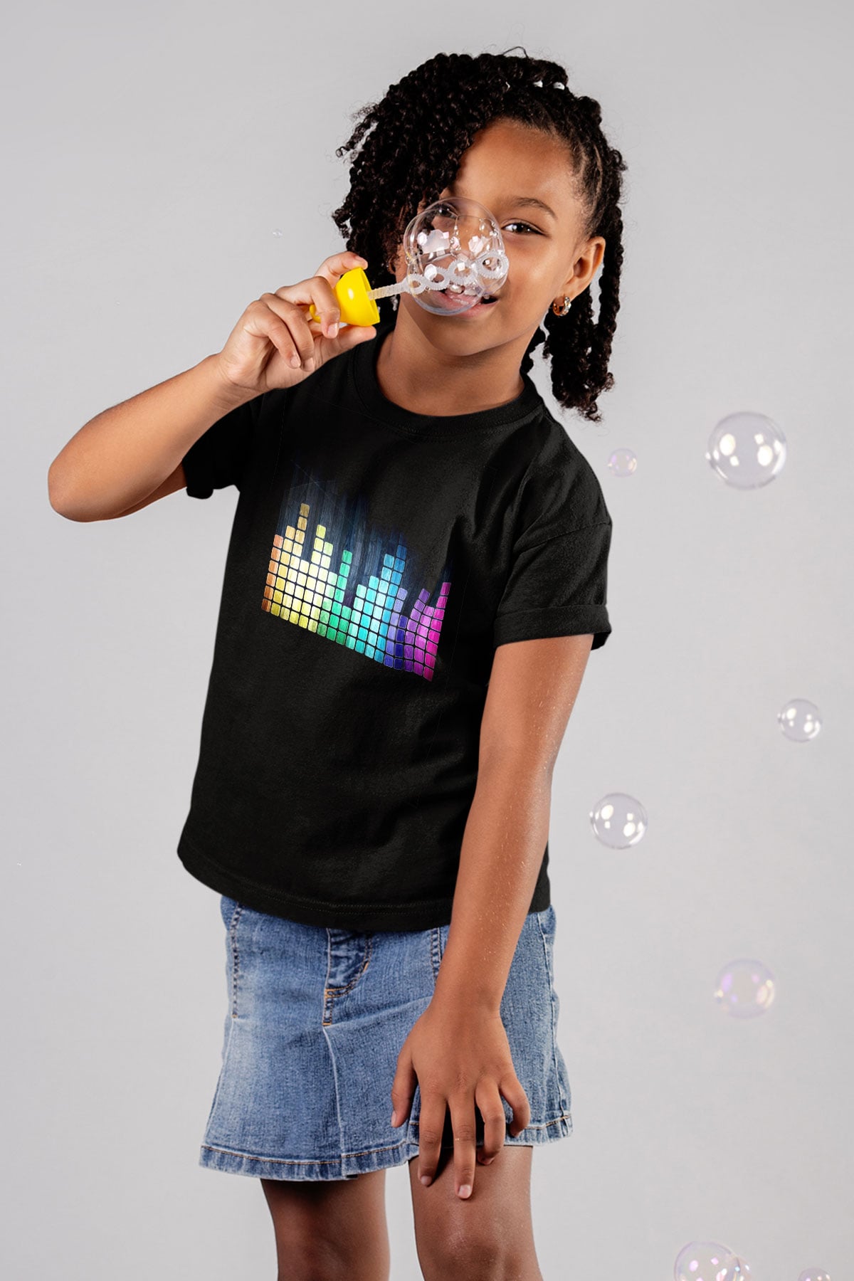Tetris Siyah Unisex Çocuk Tişört