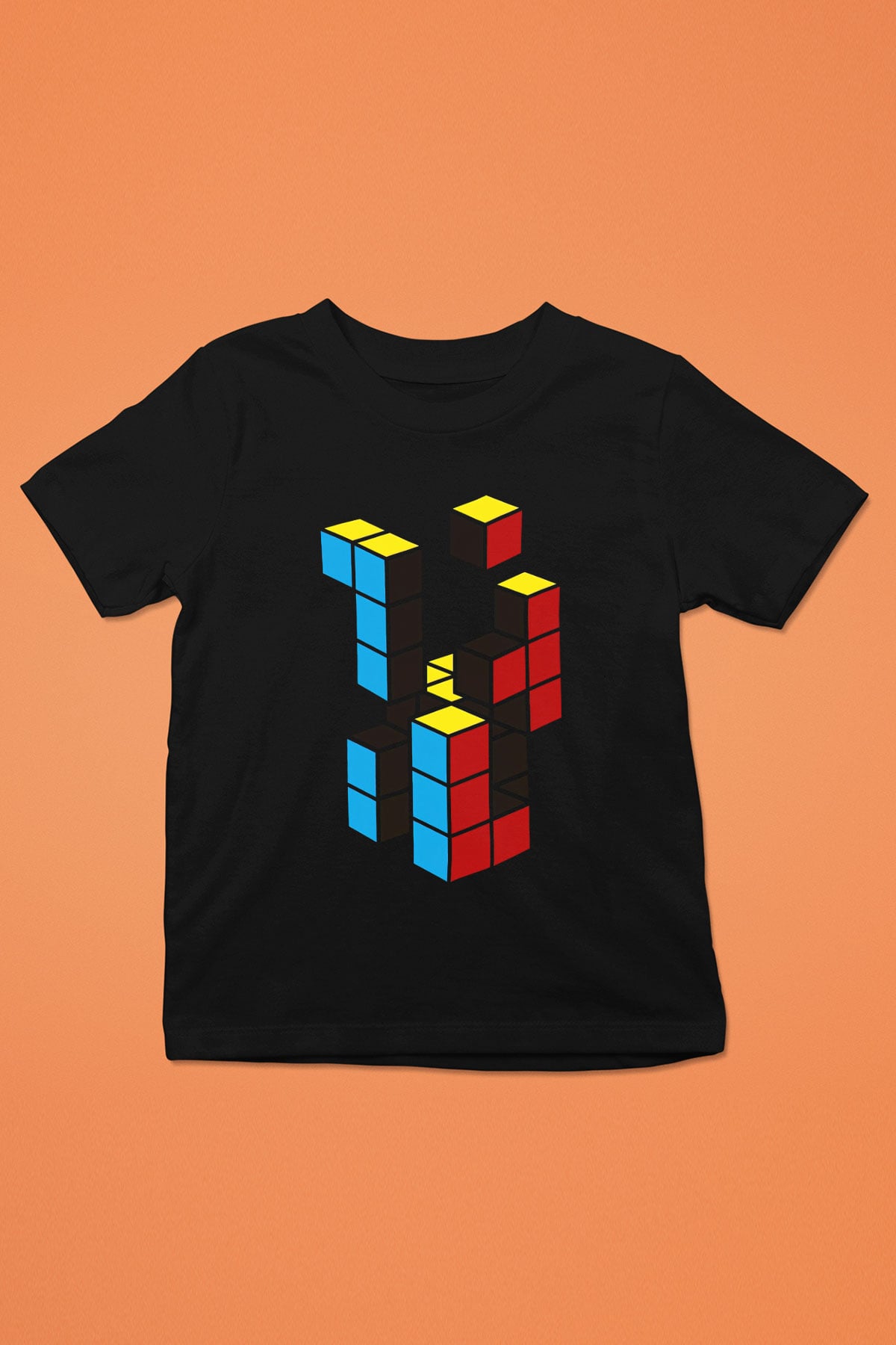 Tetris Siyah Unisex  Çocuk Tişört