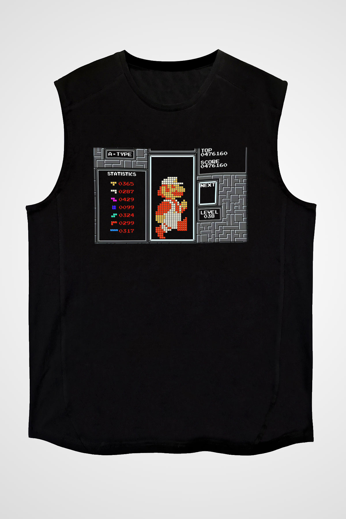 Tetris Siyah Unisex Kolsuz Tişört
