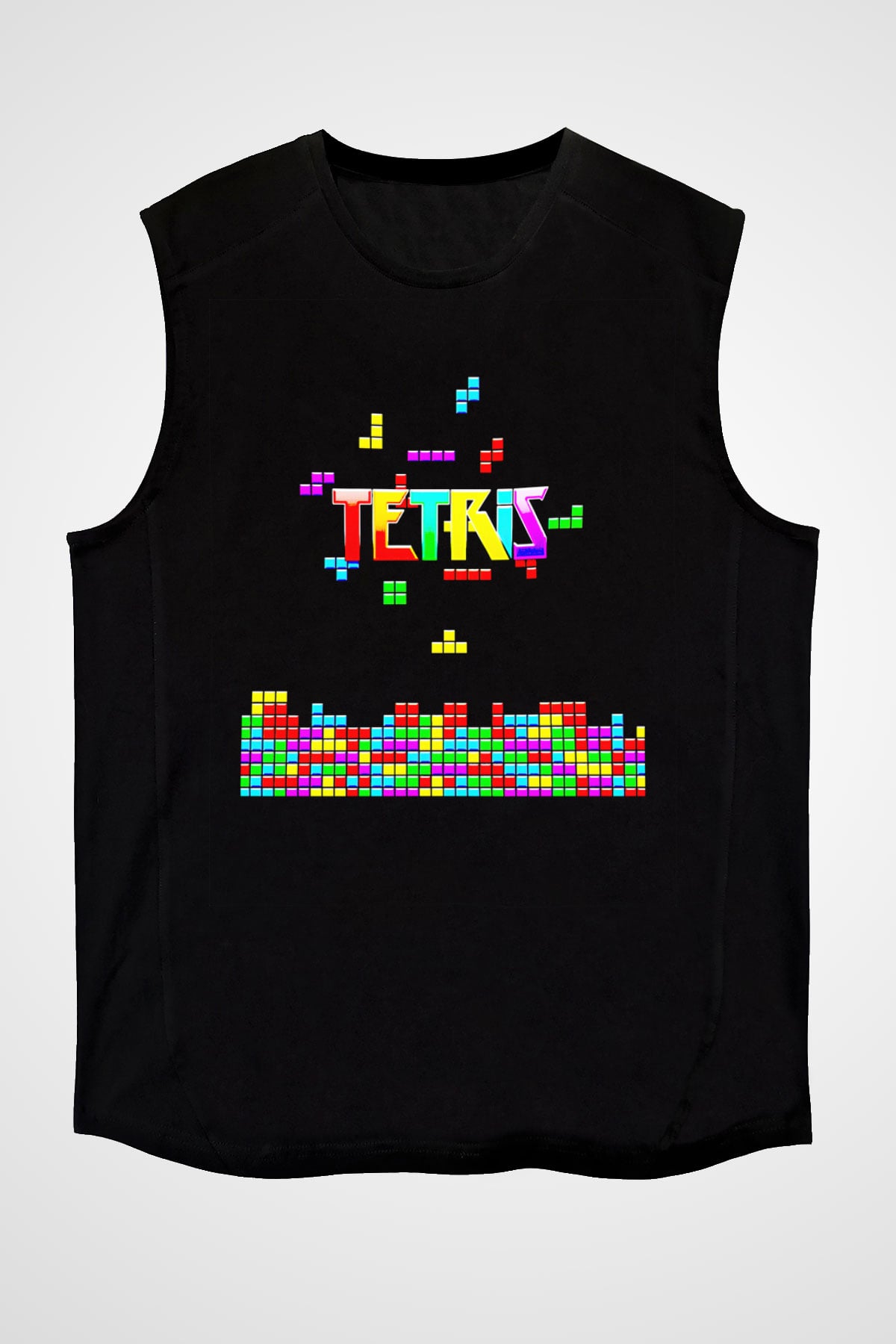 Tetris Siyah Unisex Kolsuz Tişört