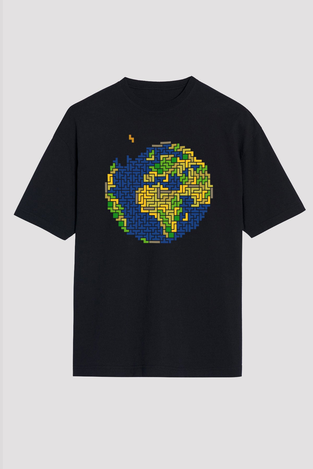 Tetris Siyah Unisex Oversize Tişört T-Shirt