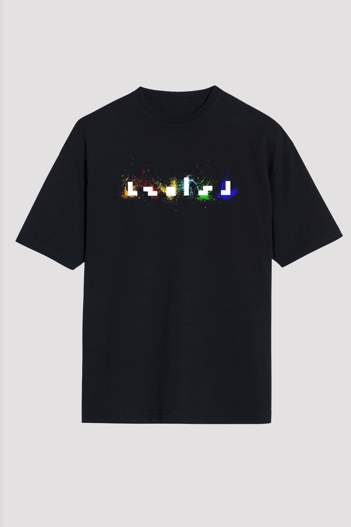 Tetris Siyah Unisex Oversize Tişört T-Shirt