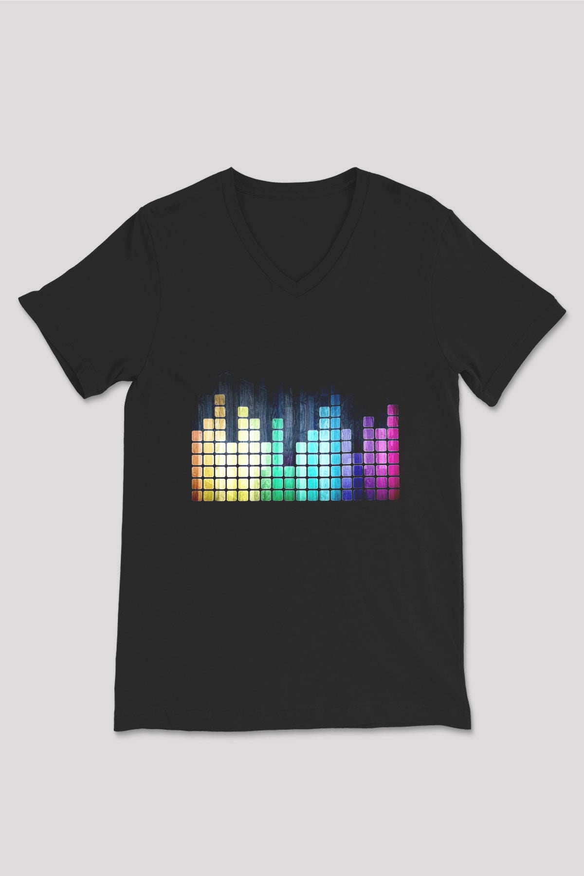 Tetris Siyah Unisex V Yaka Tişört