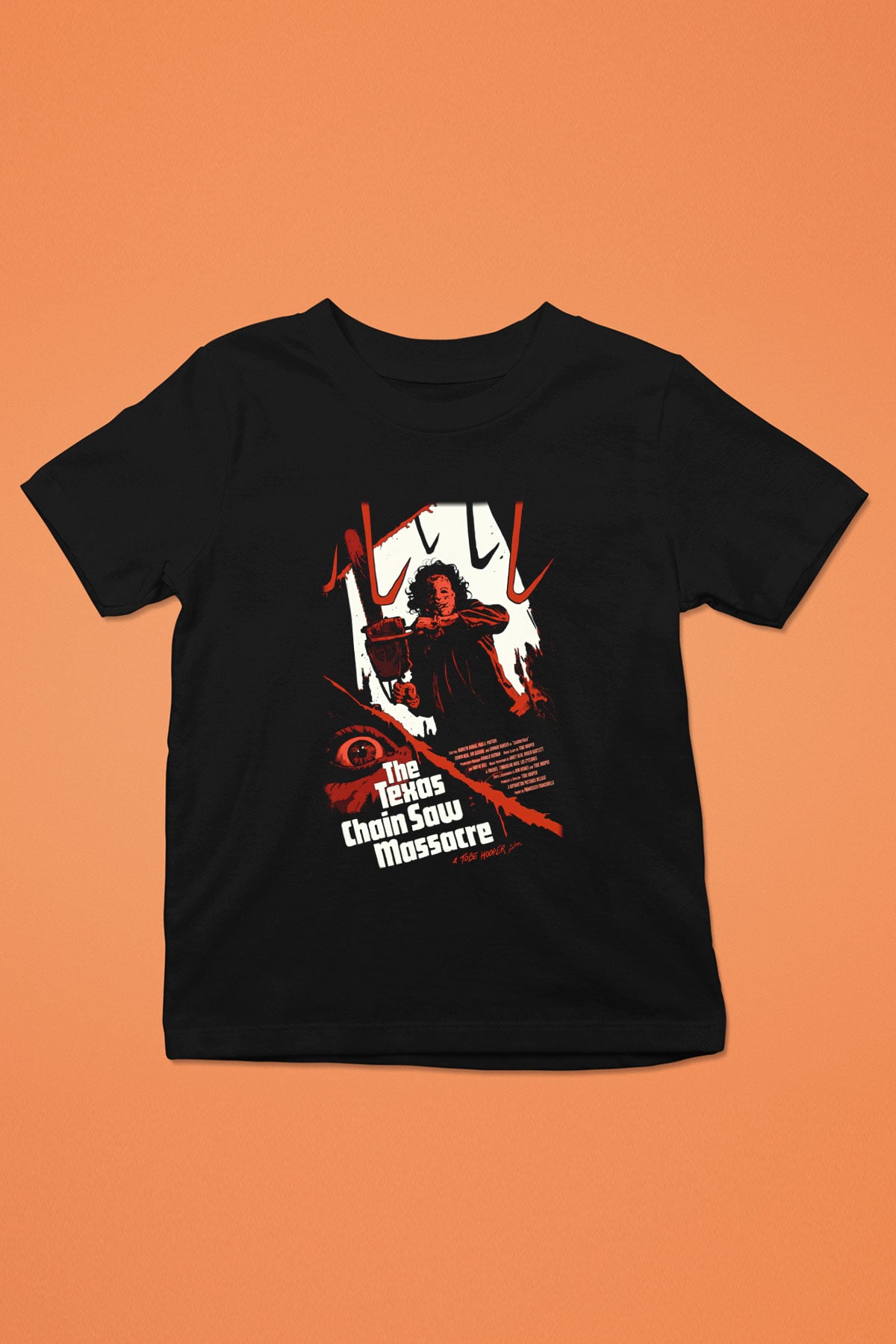 Texas Chain Saw Massacre Baskılı Siyah Unisex Çocuk Tişört