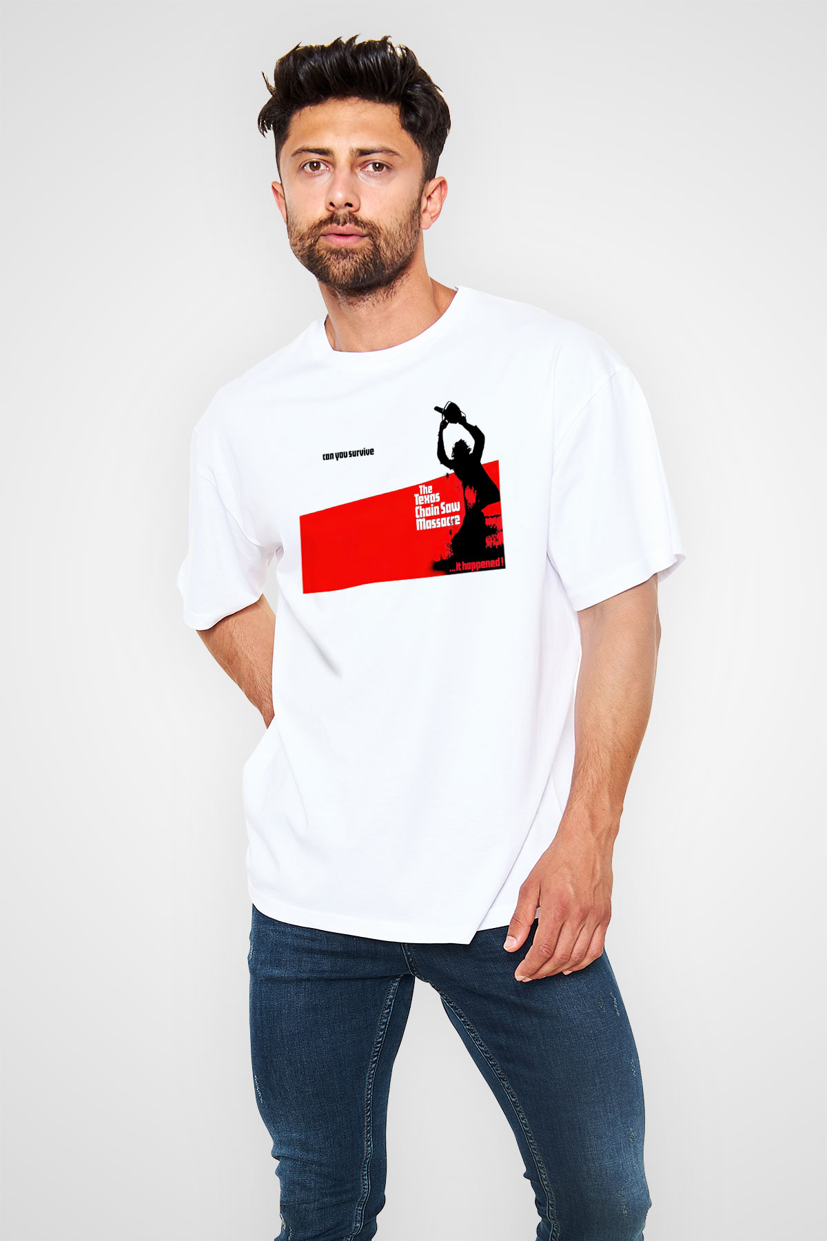 Texas Chain Saw Massacre Beyaz Unisex Oversize Tişört