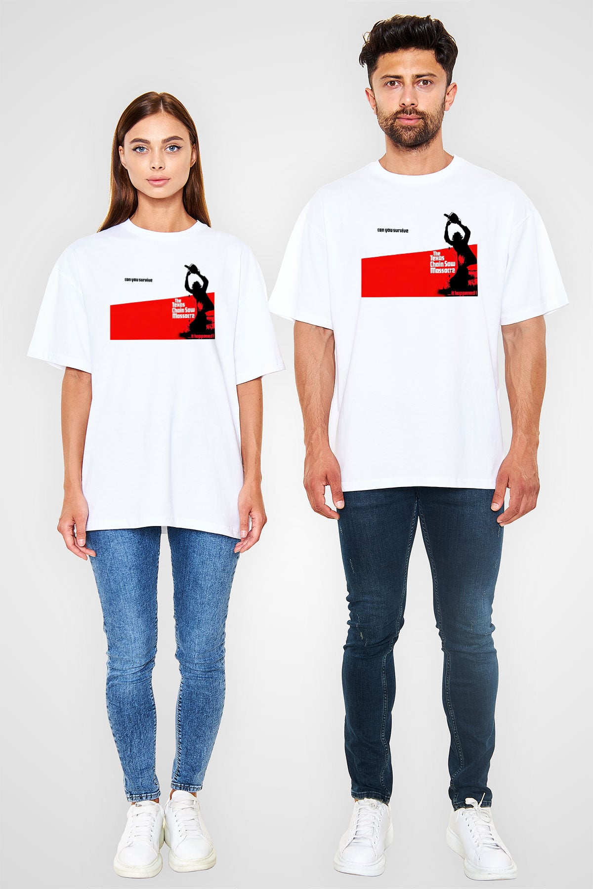 Texas Chain Saw Massacre Beyaz Unisex Oversize Tişört