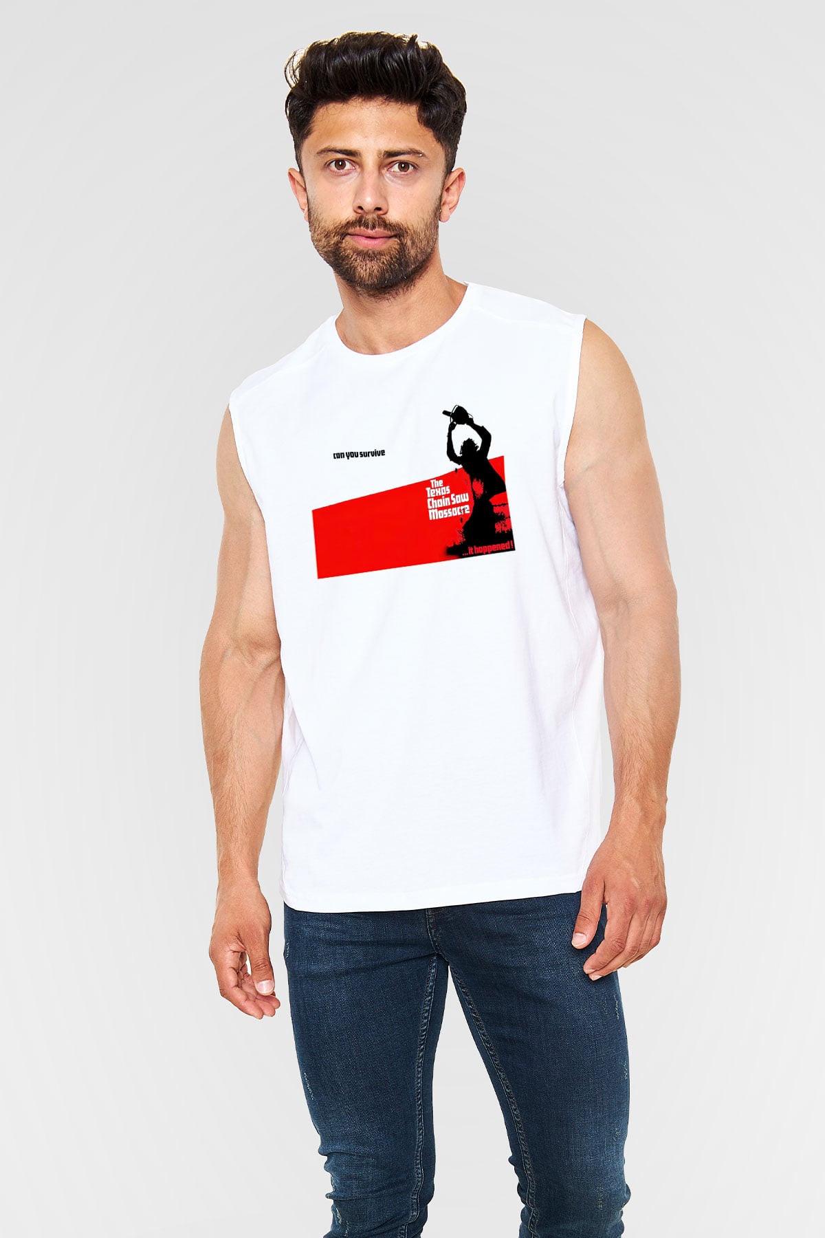 Texas Chain Saw Massacre Beyaz Unisex Kolsuz Tişört