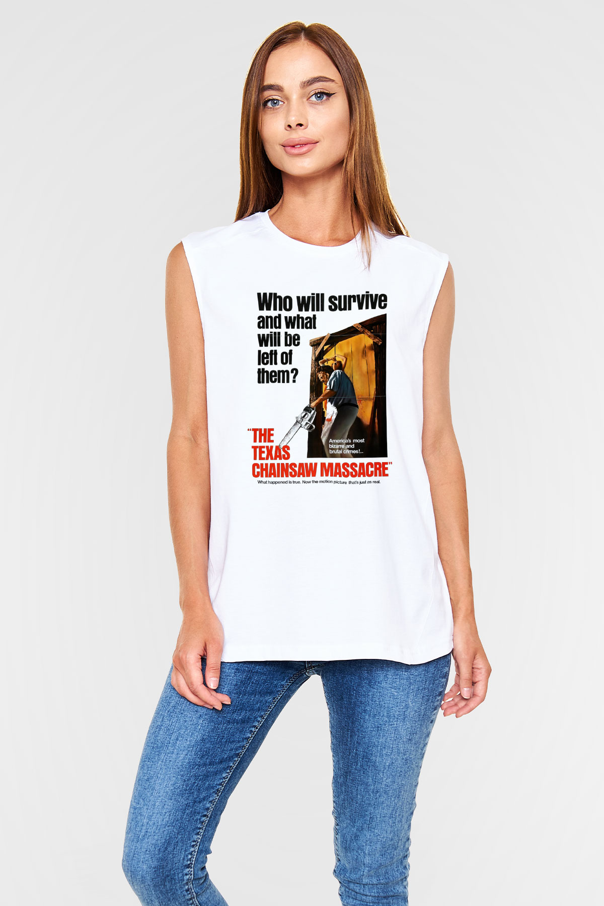 Texas Chain Saw Massacre Beyaz Unisex Kolsuz Tişört
