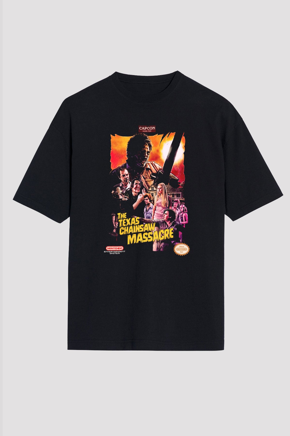 Texas Chain Saw Massacre Siyah Unisex Oversize Tişört