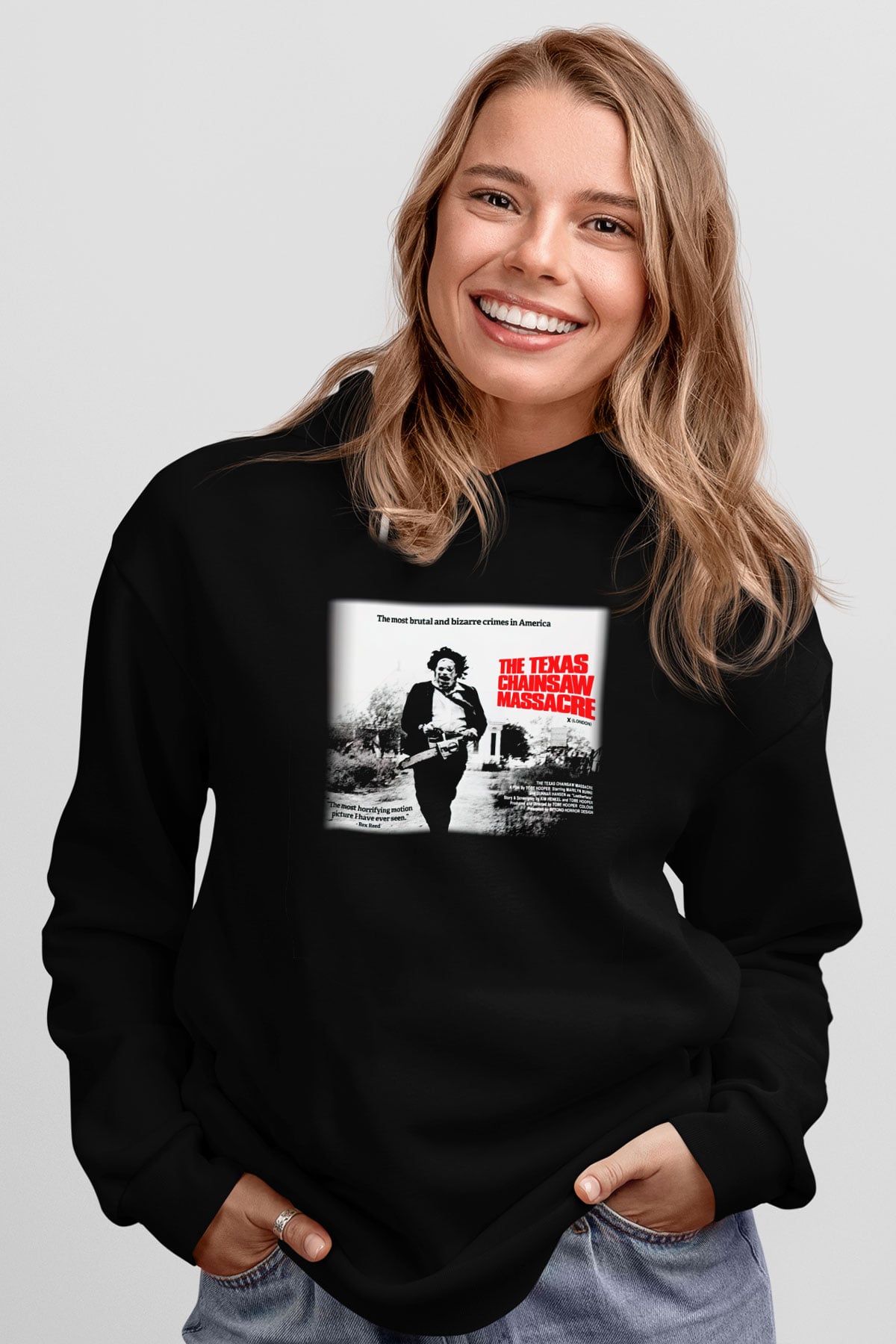 Texas Chain Saw Massacre Siyah Unisex Kapüşonlu Sweatshirt