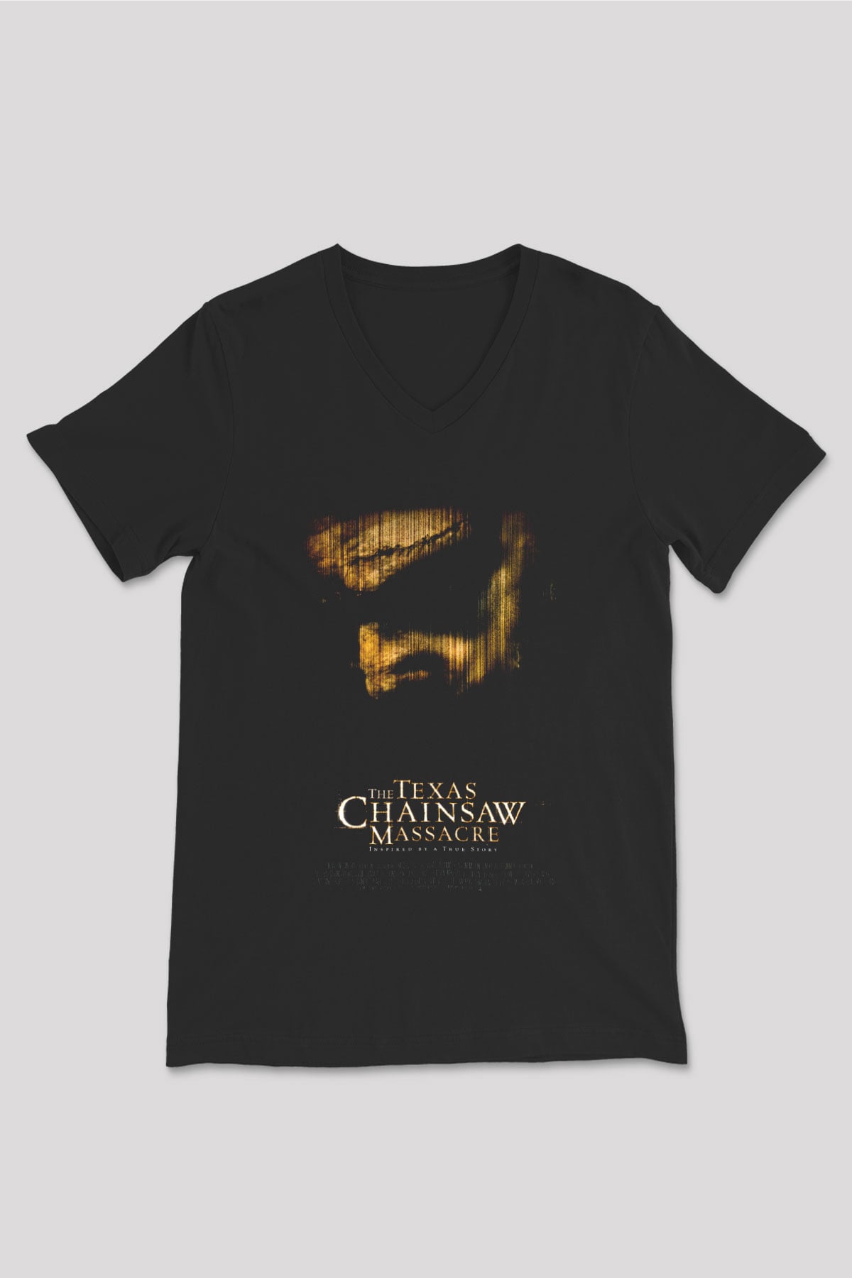 Texas Chain Saw Massacre Siyah Unisex V Yaka Tişört