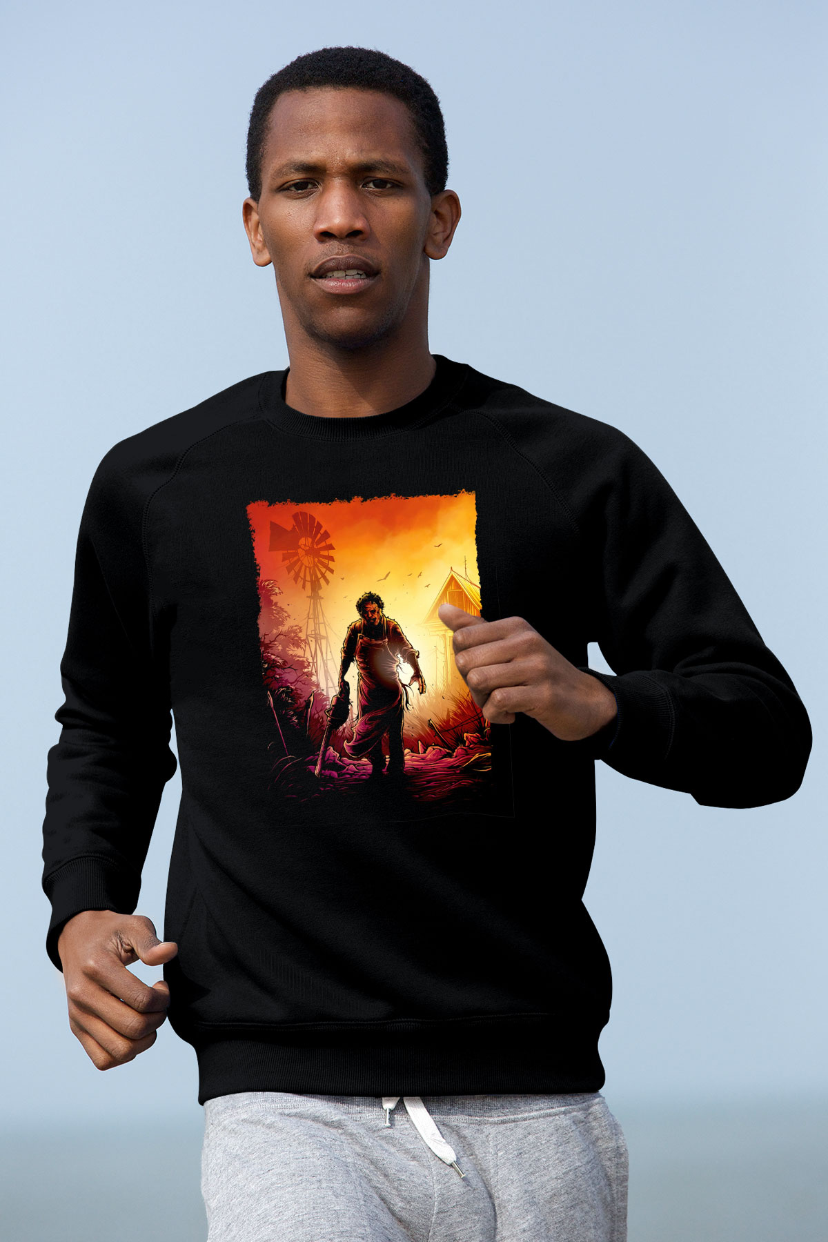 Texas Chain Saw Massacre Siyah Unisex  Sweatshirt