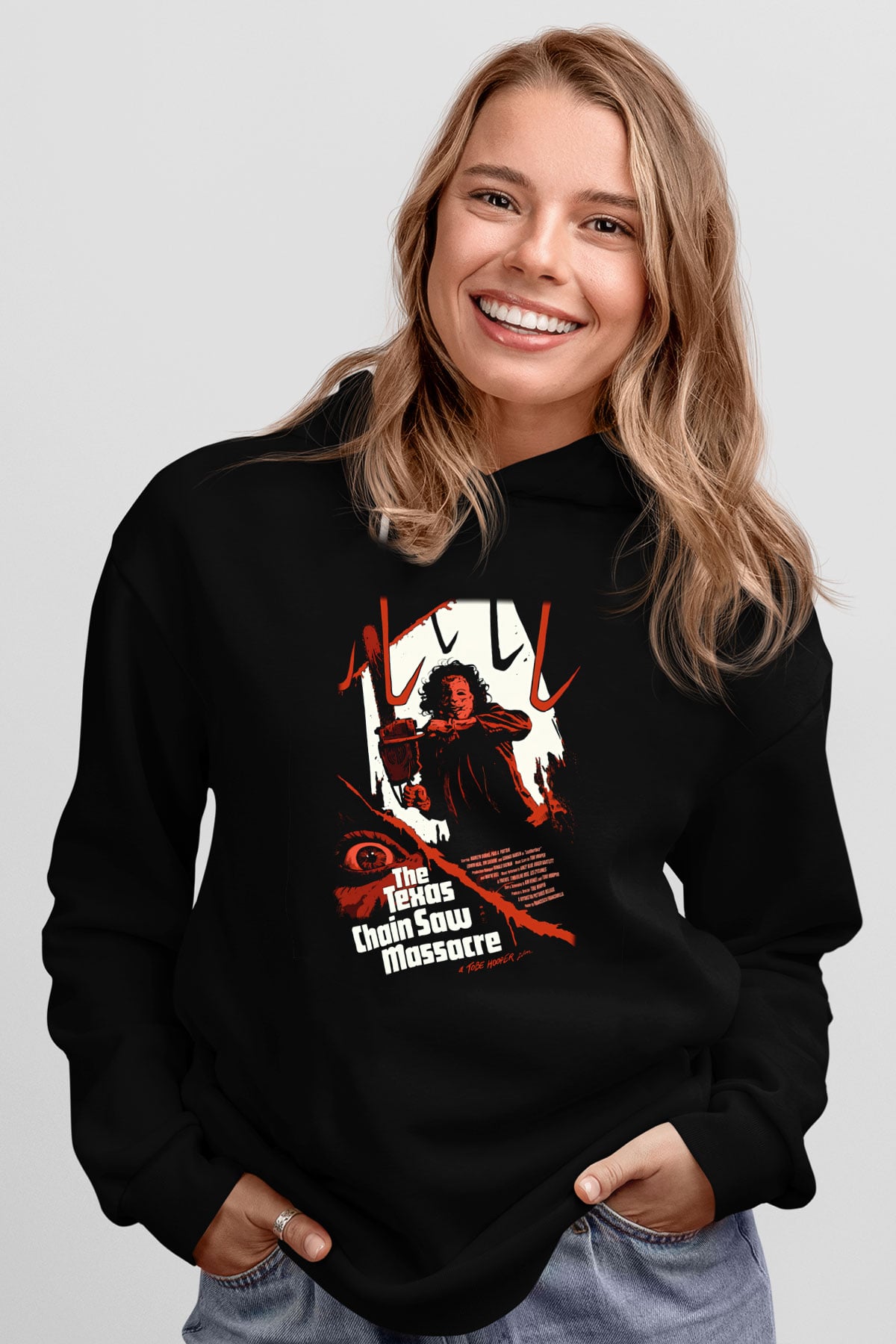 Texas Chain Saw Massacre Siyah Unisex Kapüşonlu Sweatshirt