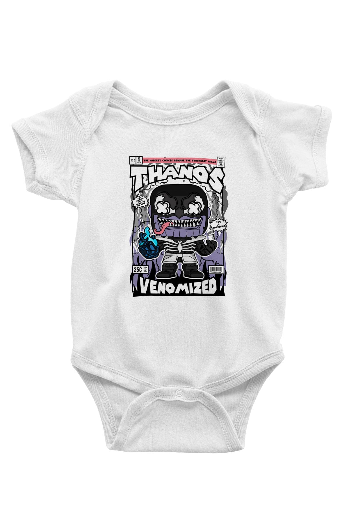 Thanos Venomized Baskılı Unisex Beyaz Bebek Body - Zıbın