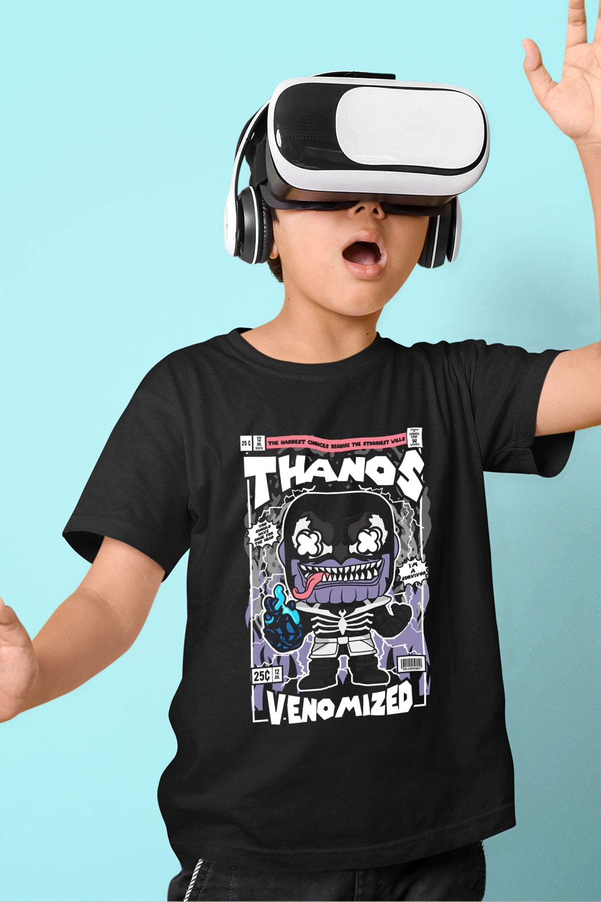Thanos Venomized Baskılı Unisex Siyah Çocuk Tişört