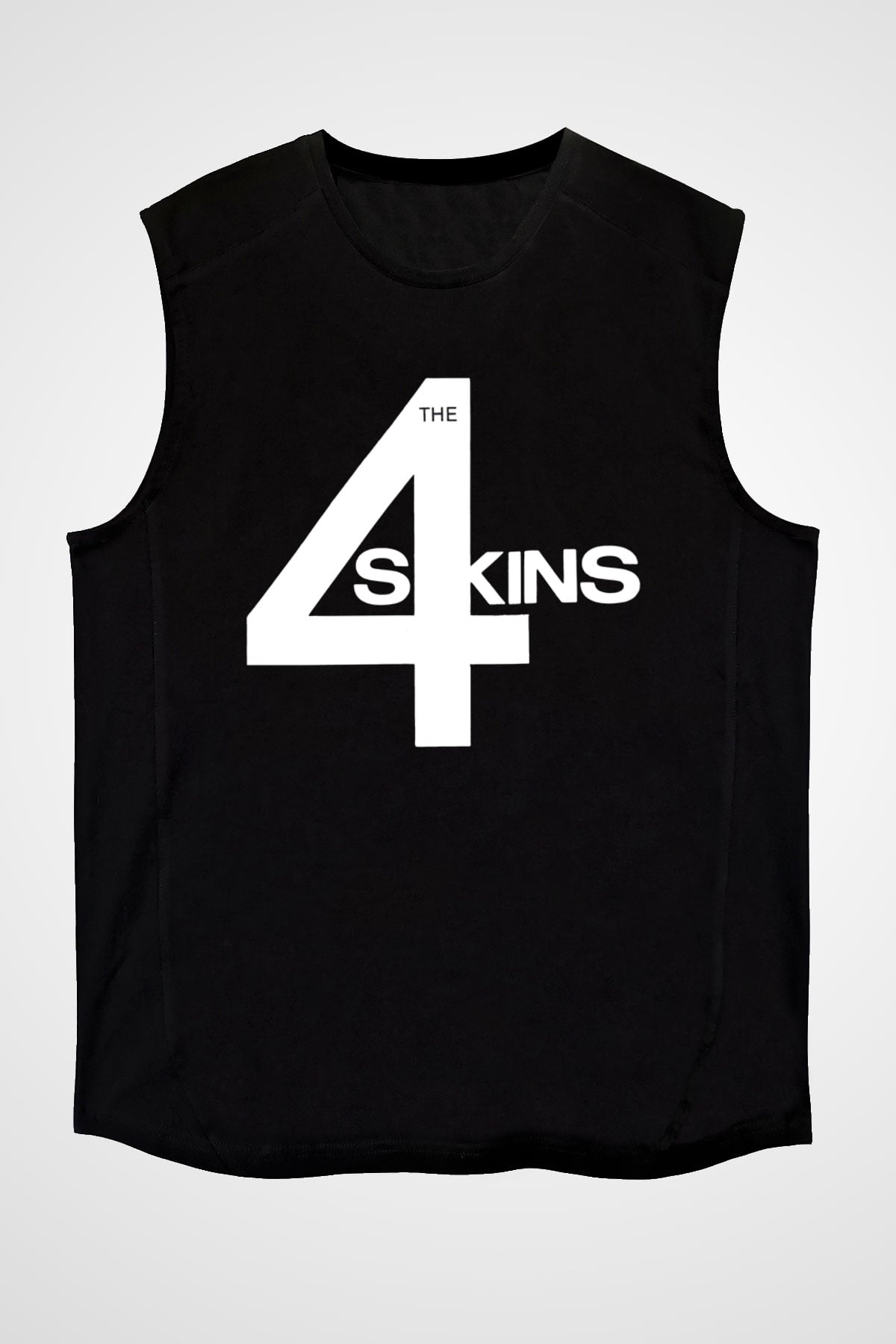 The 4 Skins Baskılı Unisex Siyah Kolsuz Tişört - Tshirt