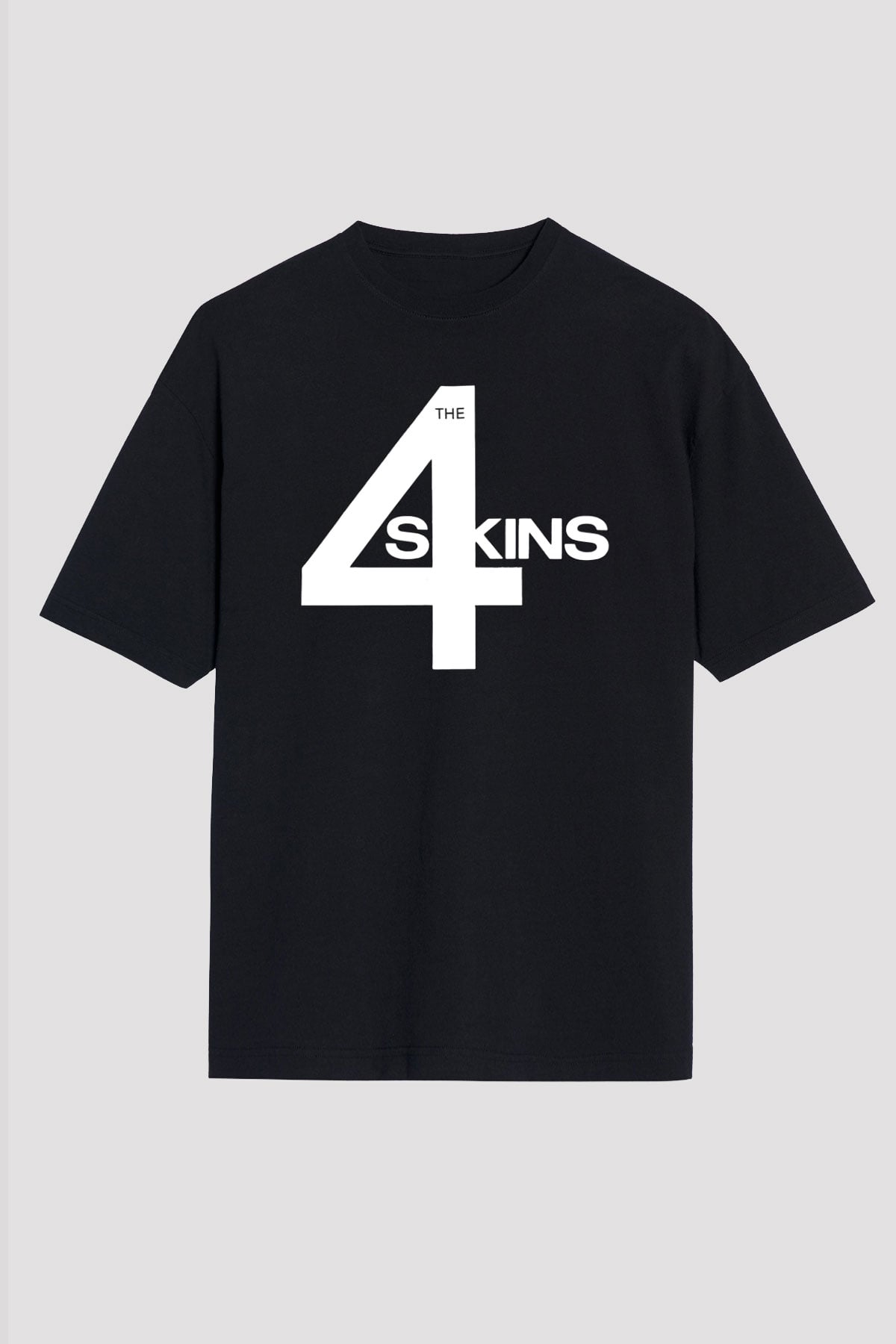 The 4 Skins Baskılı Unisex Siyah Oversize Tişört - Tshirt