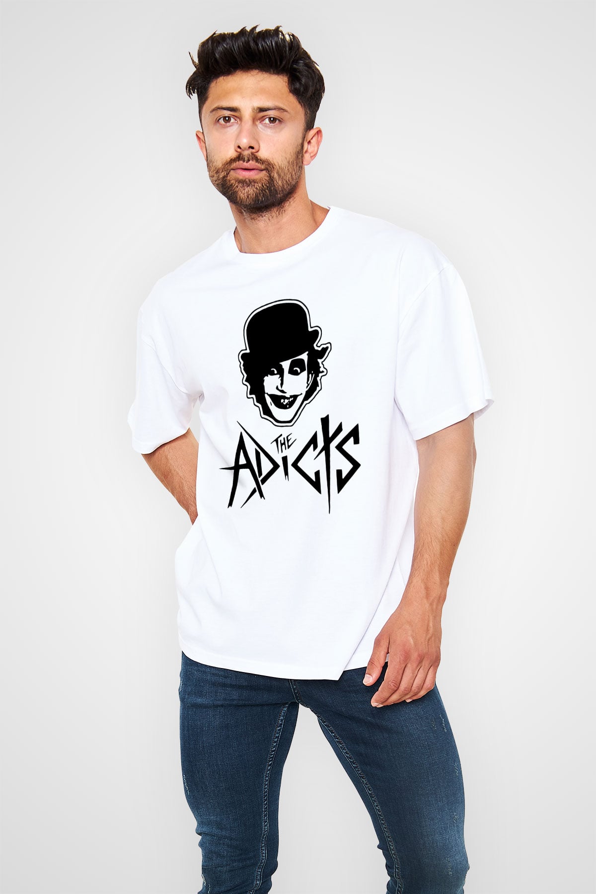 The Adicts Beyaz Unisex Oversize Tişört T-Shirt