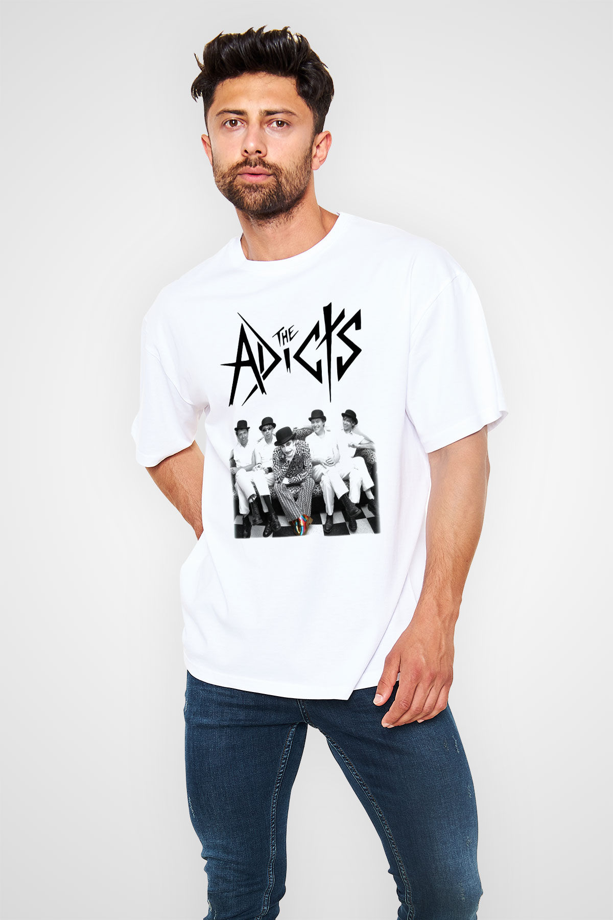 The Adicts Beyaz Unisex Oversize Tişört T-Shirt