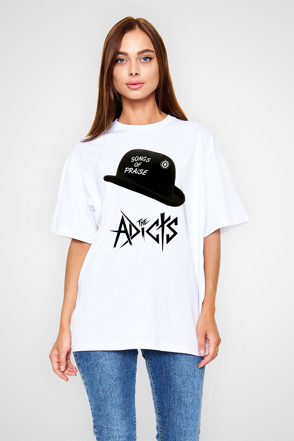 The Adicts Beyaz Unisex Oversize Tişört T-Shirt