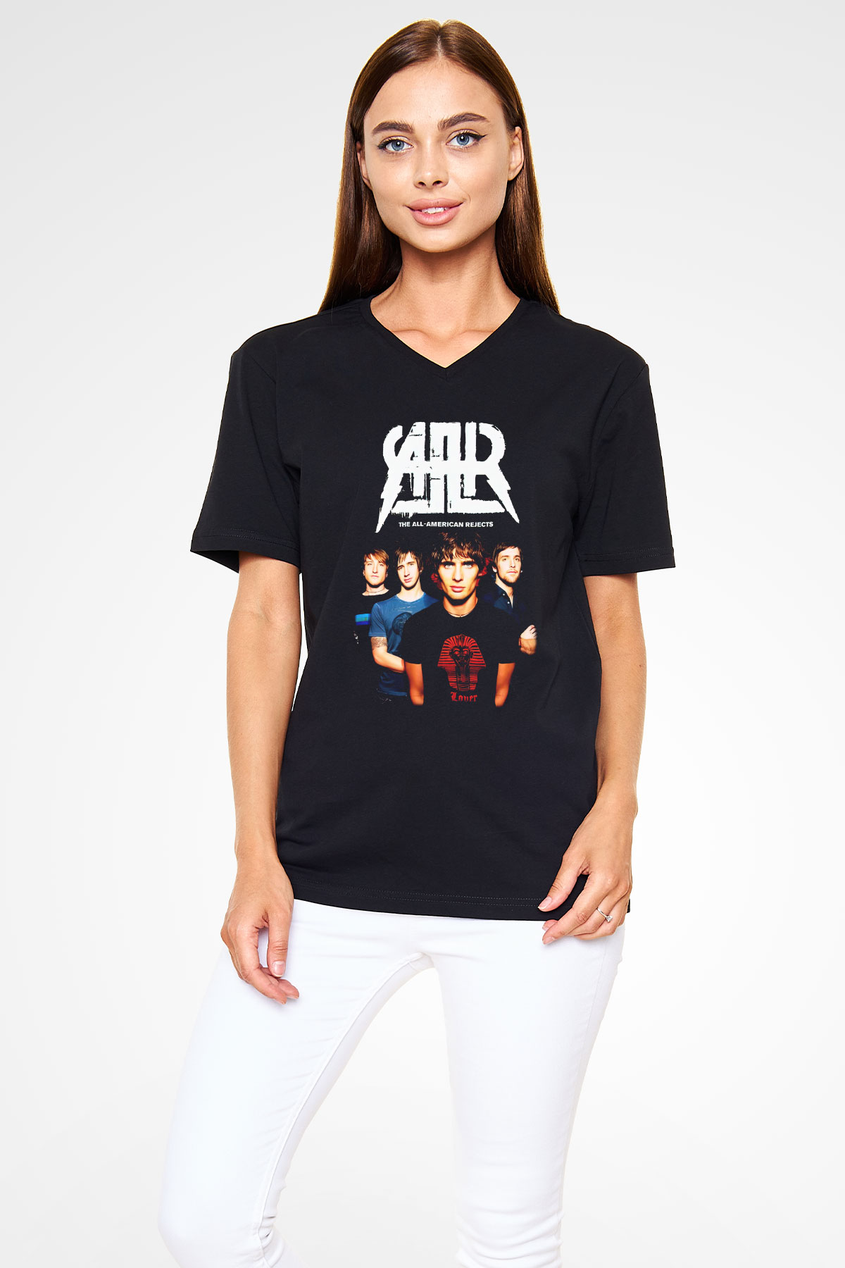 The All-American Rejects Siyah Unisex V Yaka Tişört T-Shirt