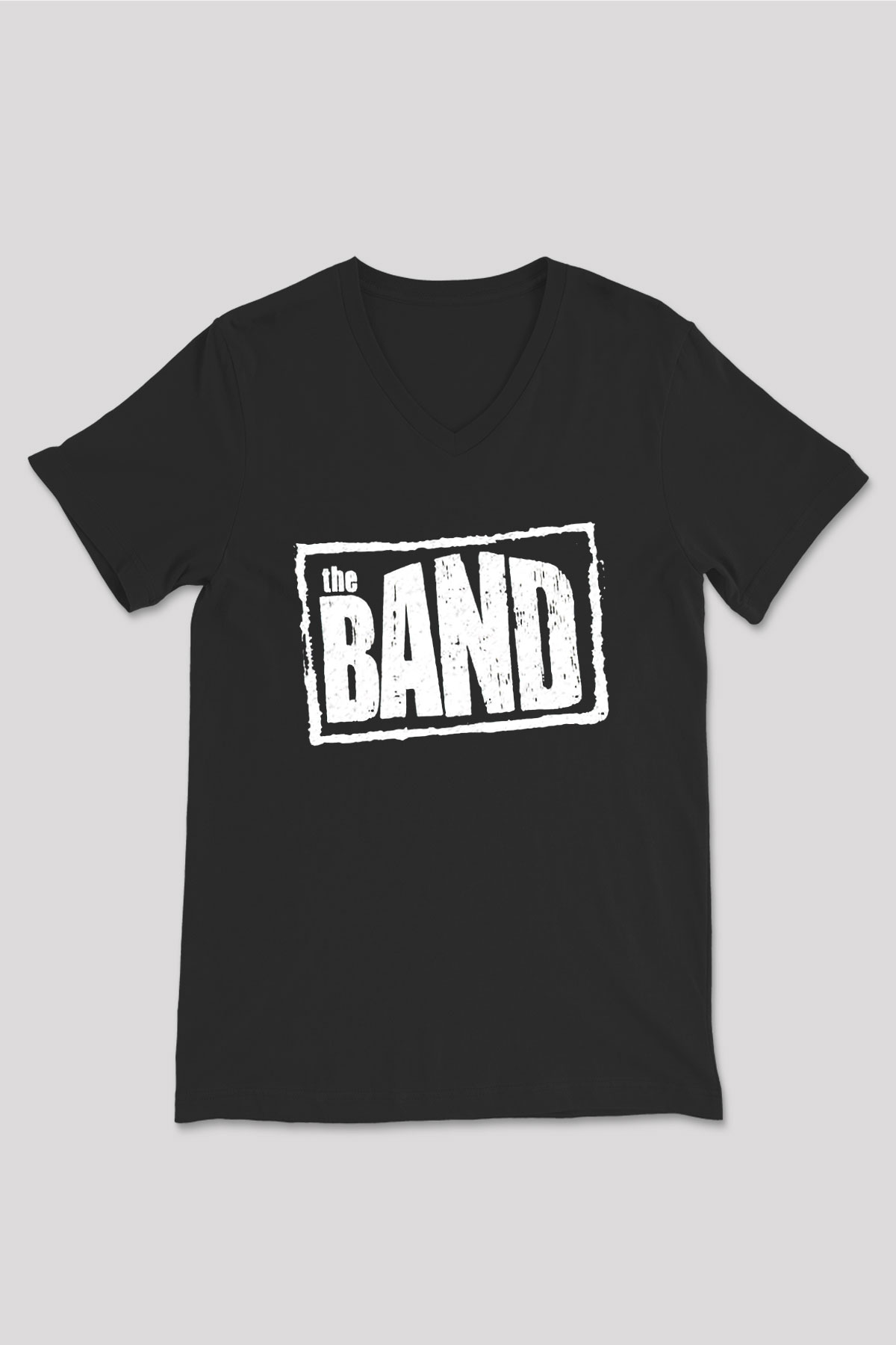 The Band Siyah Unisex V Yaka Tişört T-Shirt