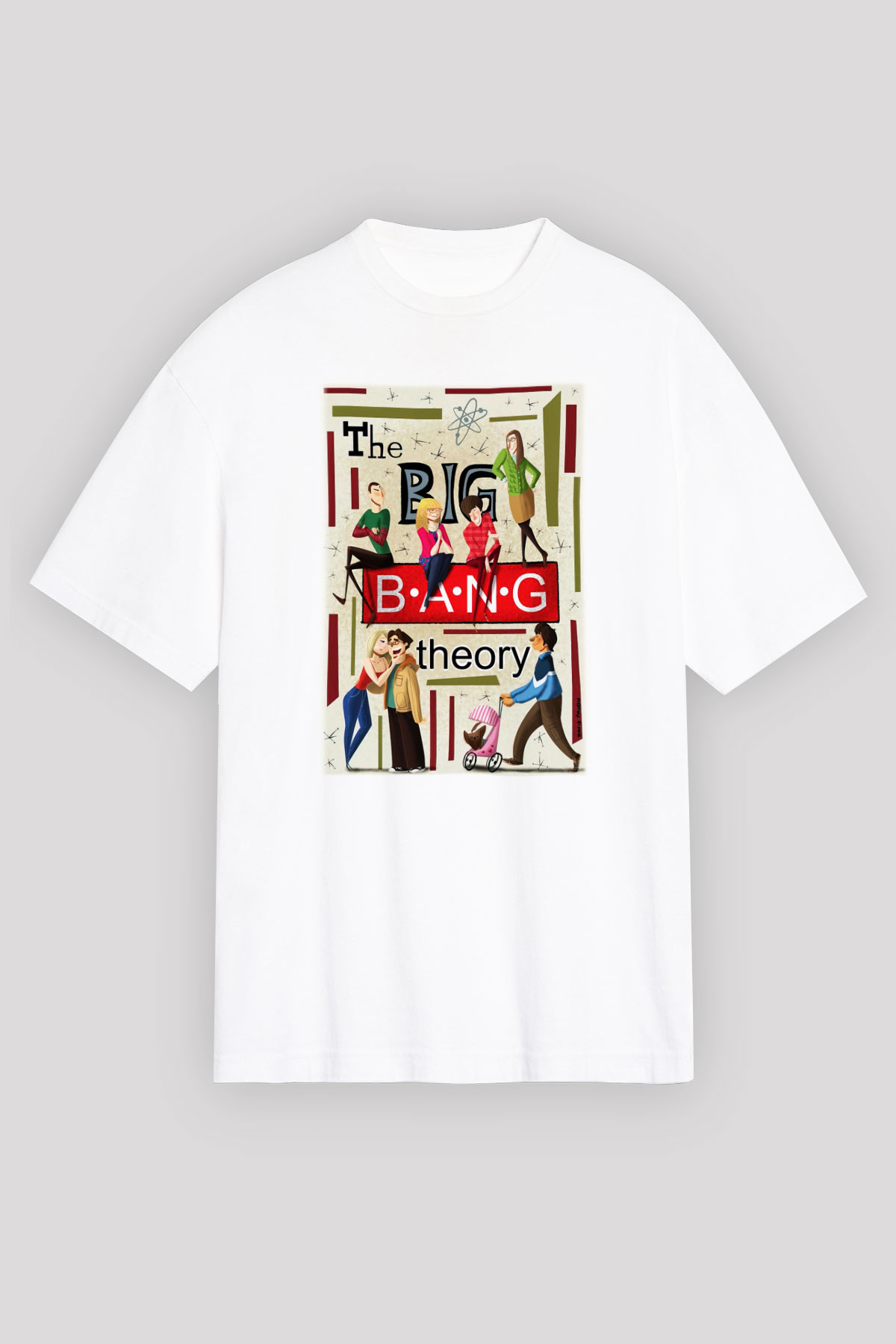 The Big Bang Theory Beyaz Unisex Oversize Tişört T-Shirt