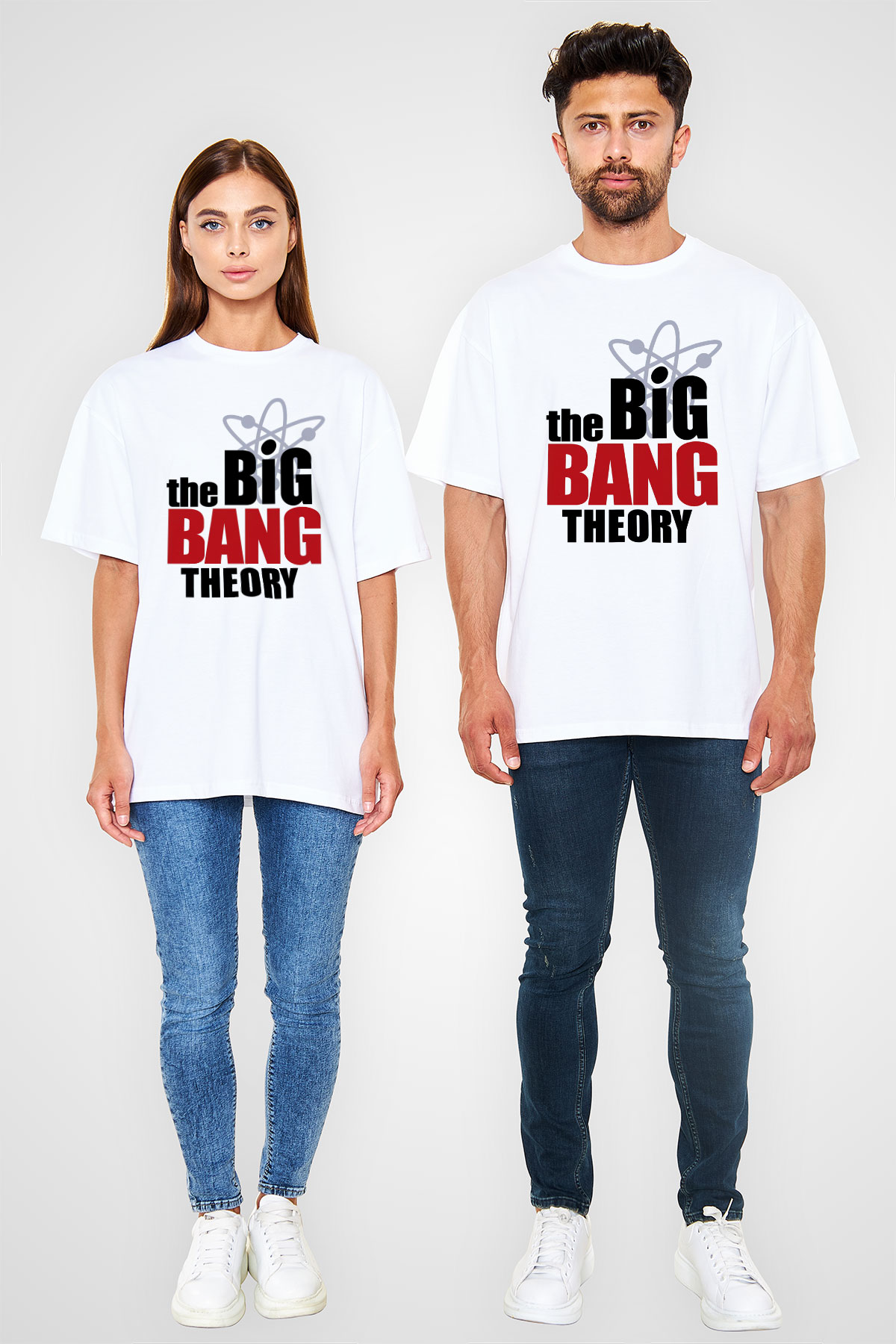 The Big Bang Theory Beyaz Unisex Oversize Tişört T-Shirt
