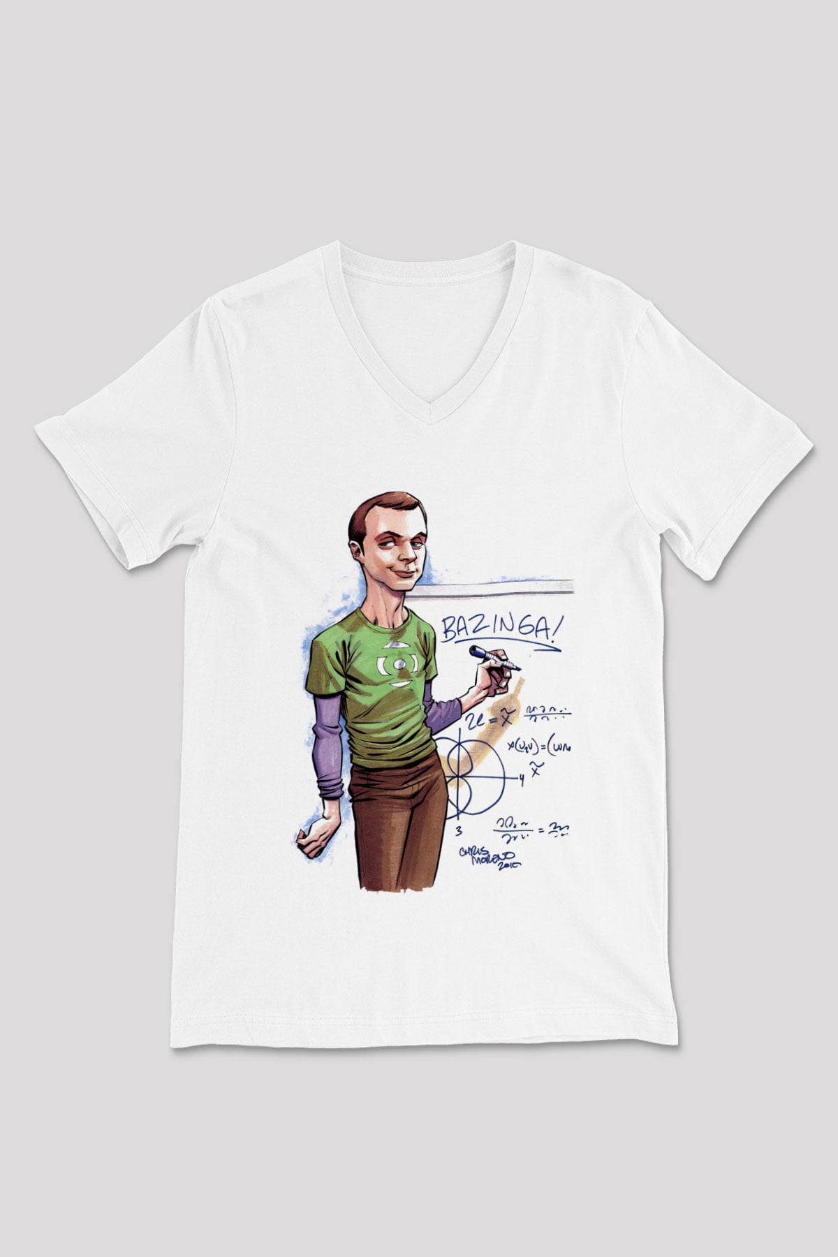 The Big Bang Theory Beyaz Unisex V Yaka Tişört T-Shirt