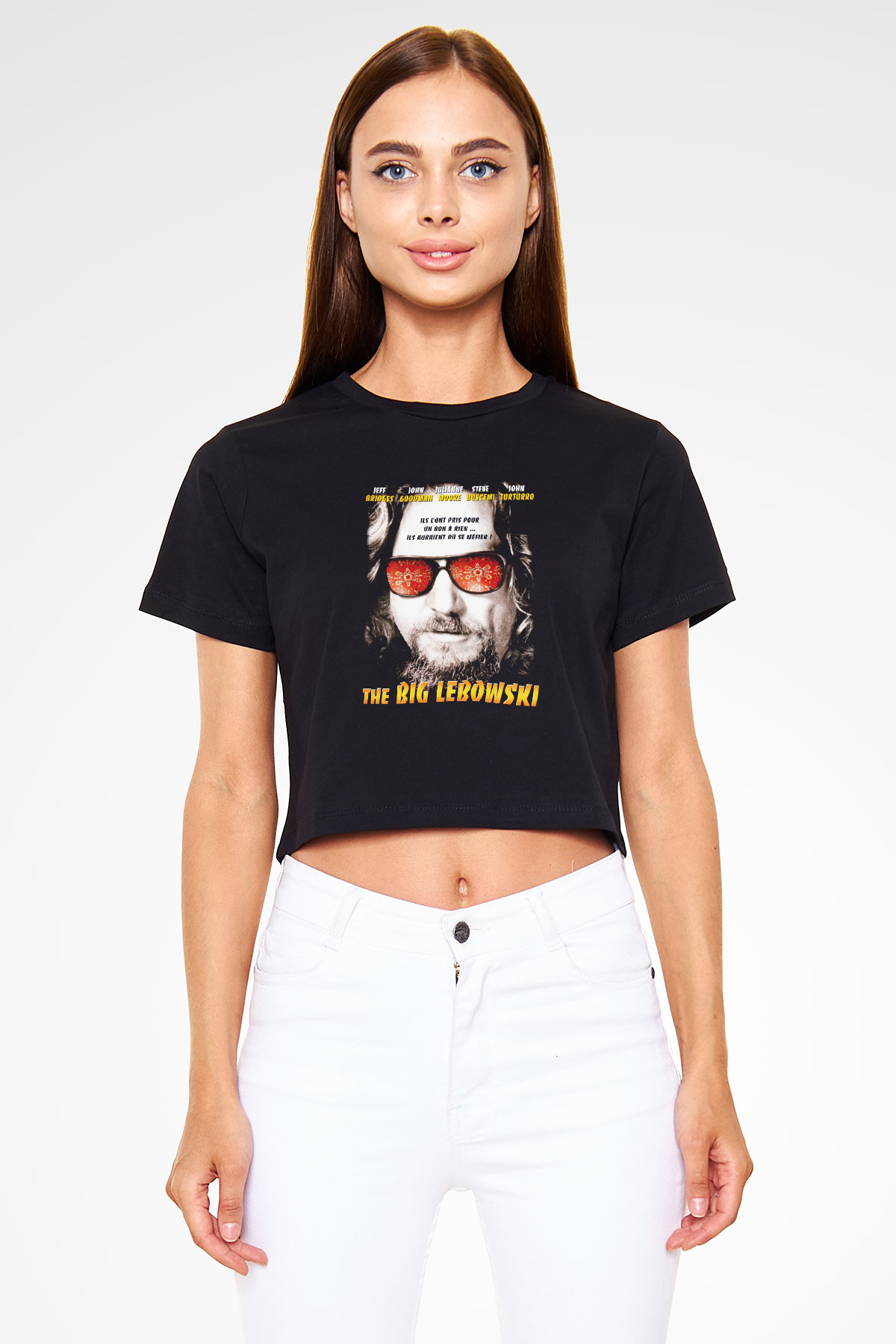 The Big Lebowski Büyük Lebowski Siyah Crop Top Tişört