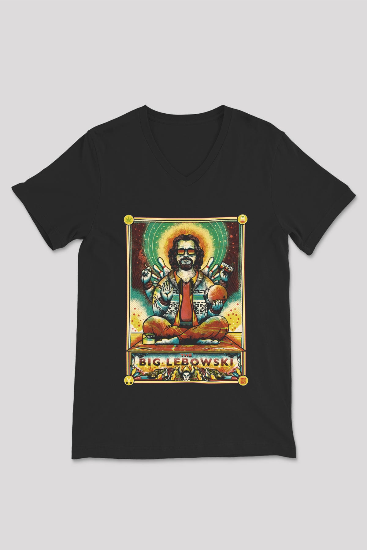 The Big Lebowski Büyük Lebowski Siyah Unisex V Yaka Tişört