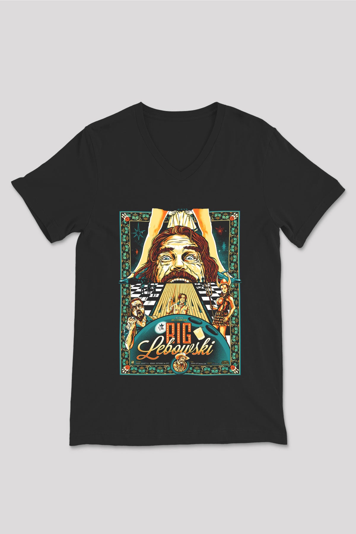 The Big Lebowski Büyük Lebowski Siyah Unisex V Yaka Tişört