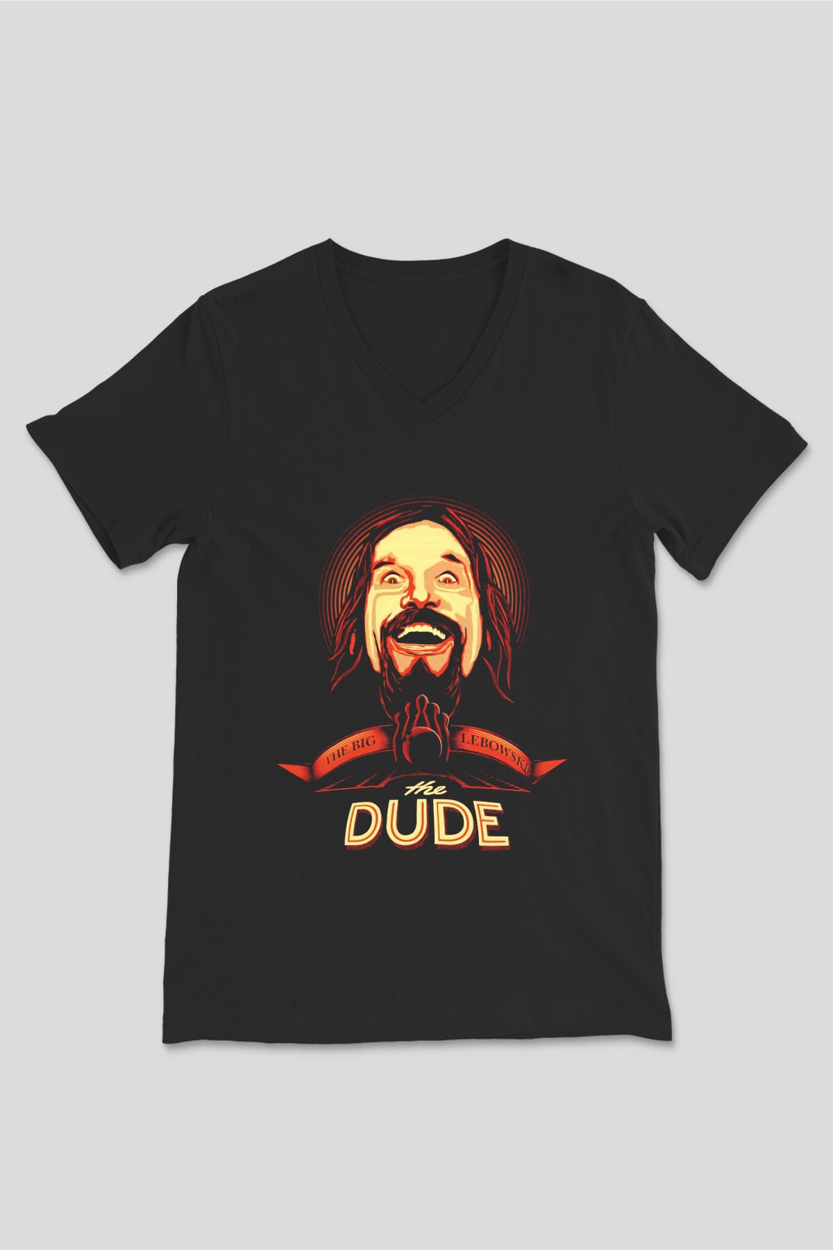 The Big Lebowski Büyük Lebowski Siyah Unisex V Yaka Tişört