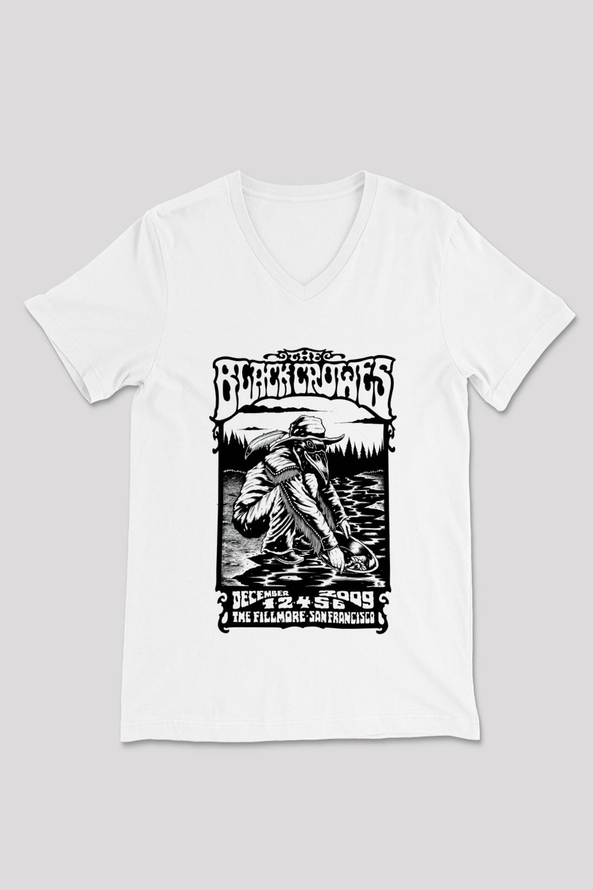 The Black Crowes Beyaz Unisex V Yaka Tişört T-Shirt