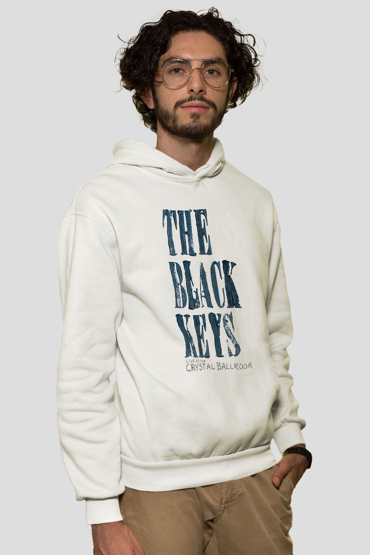 The Black Keys Baskılı Beyaz Unisex Kapüşonlu Sweatshirt