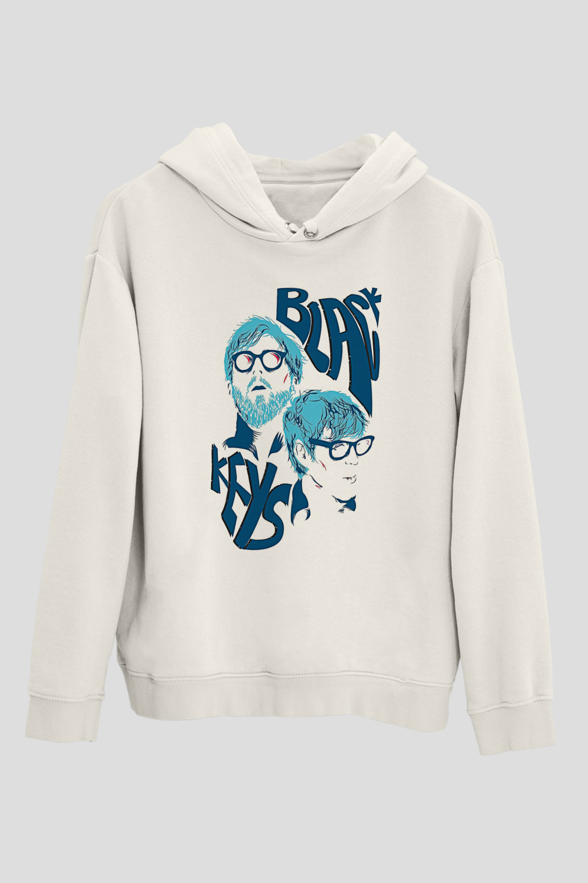 The Black Keys Baskılı Beyaz Unisex Kapüşonlu Sweatshirt