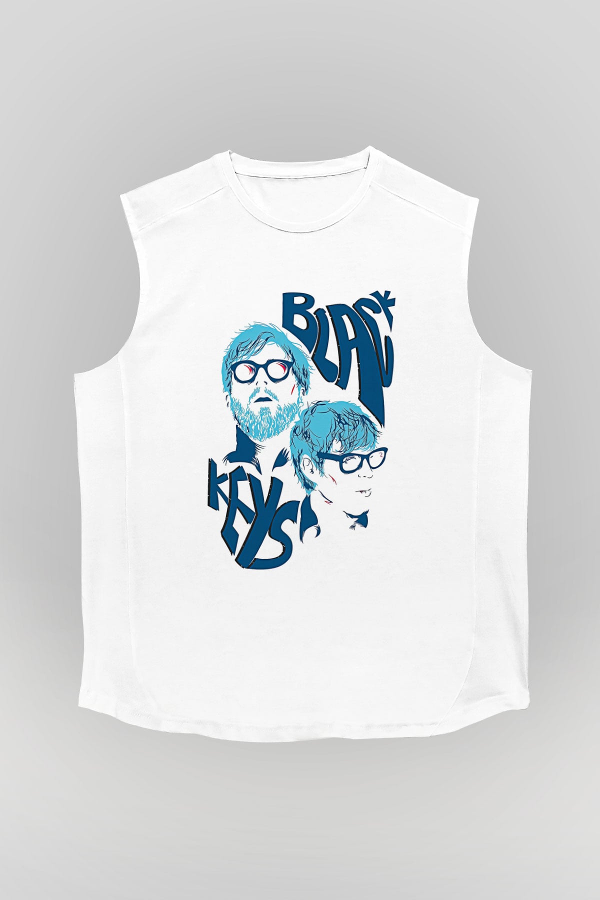The Black Keys Baskılı Beyaz Unisex Kolsuz Tişört - Tshirt