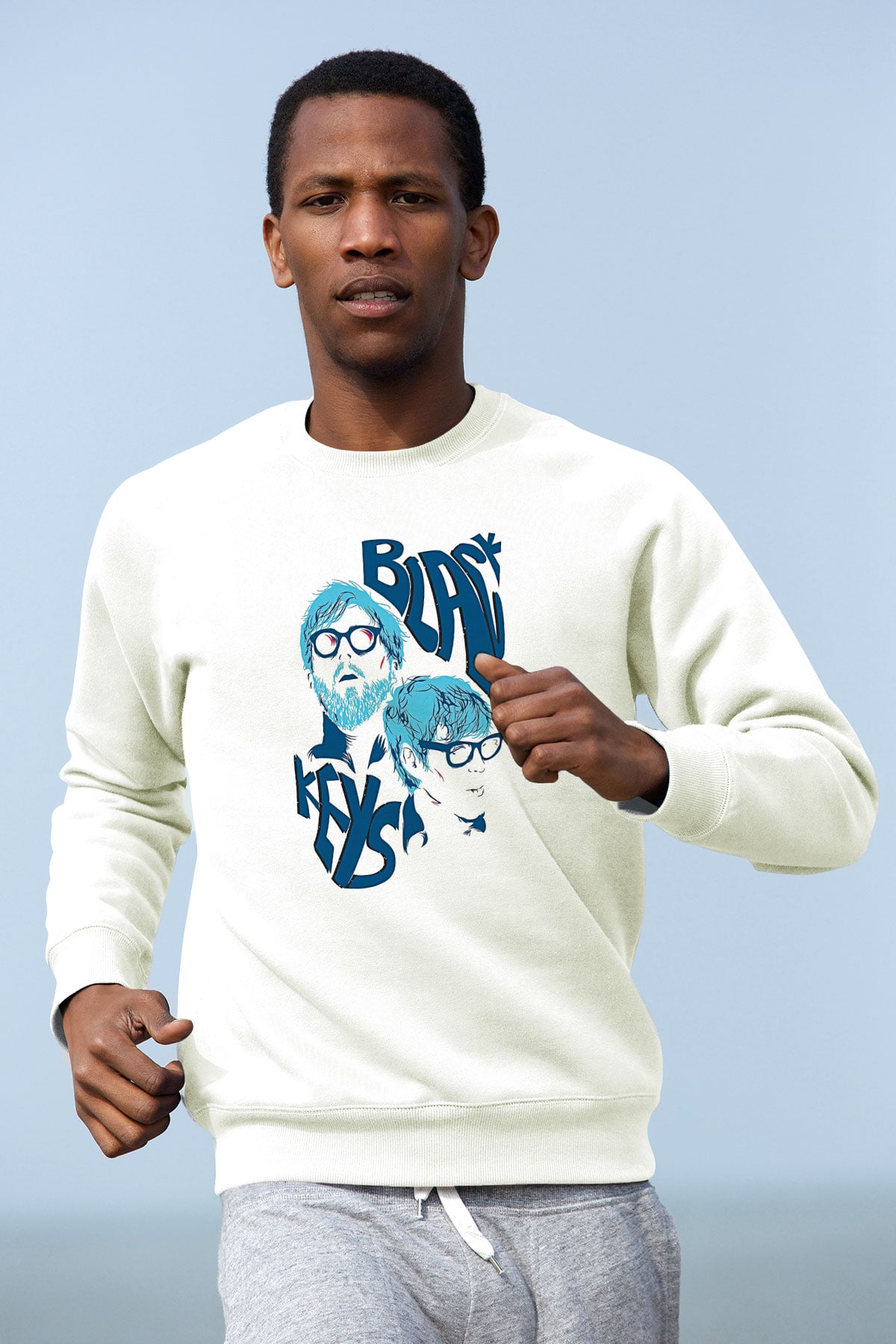 The Black Keys Baskılı Beyaz Unisex Sweatshirt