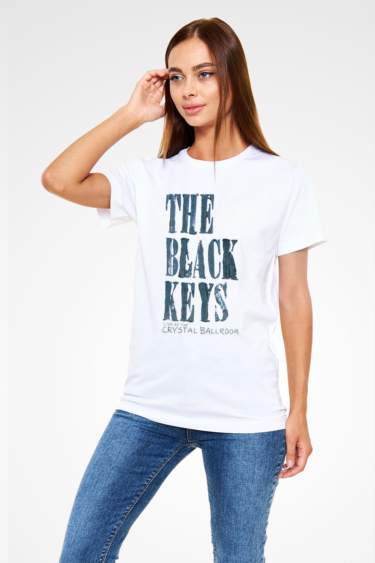 The Black Keys Baskılı Unisex Beyaz Tişört - Tshirt