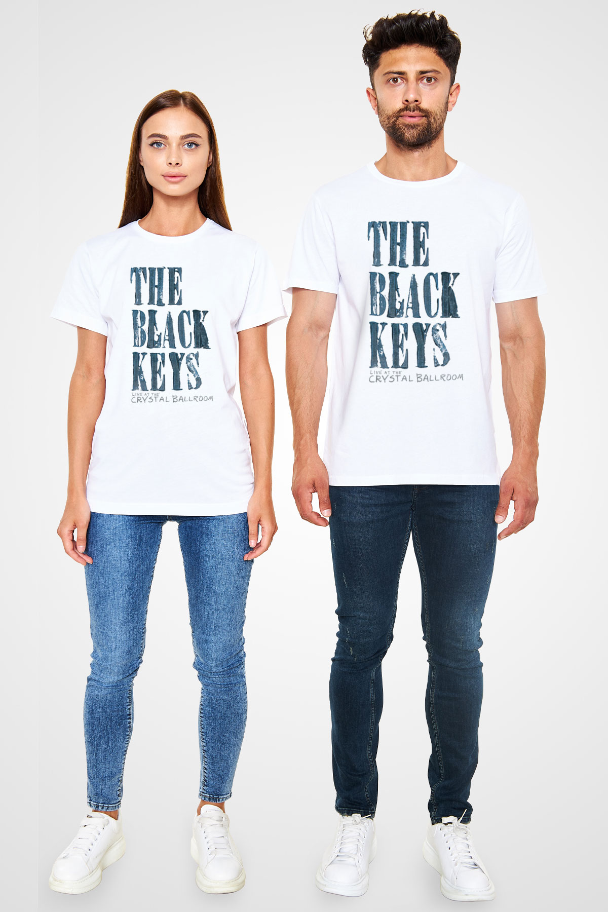 The Black Keys Baskılı Unisex Beyaz Tişört - Tshirt