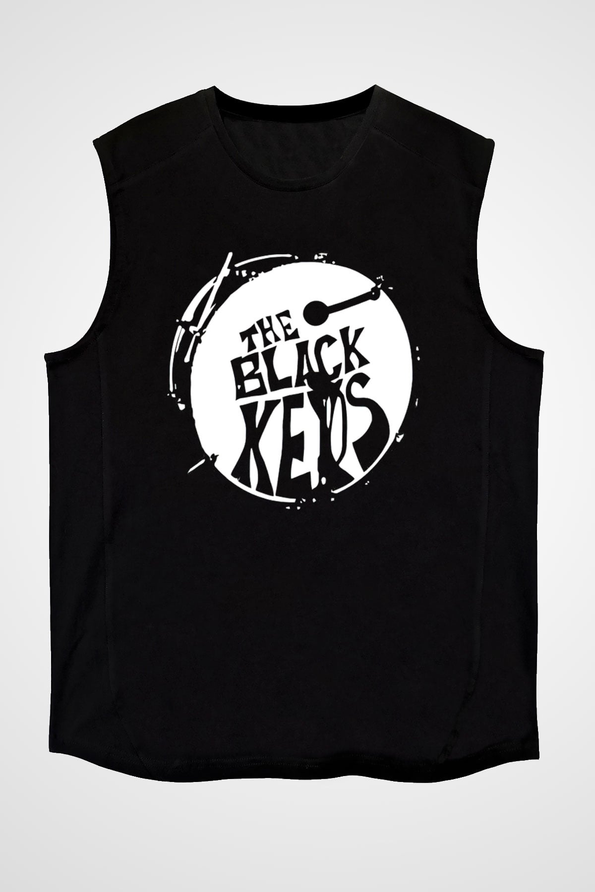 The Black Keys Baskılı Unisex Siyah Kolsuz Tişört - Tshirt