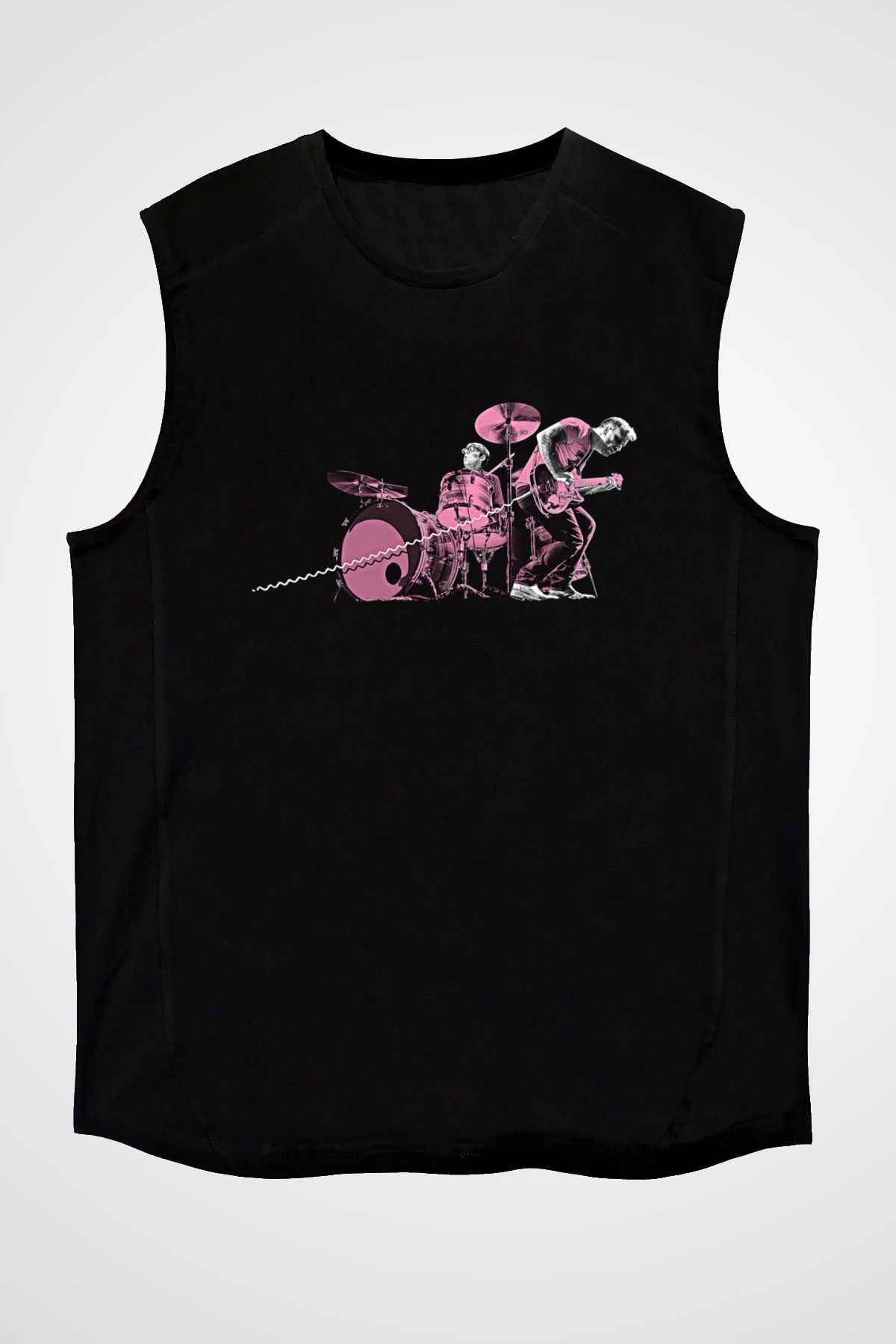 The Black Keys Baskılı Unisex Siyah Kolsuz Tişört - Tshirt