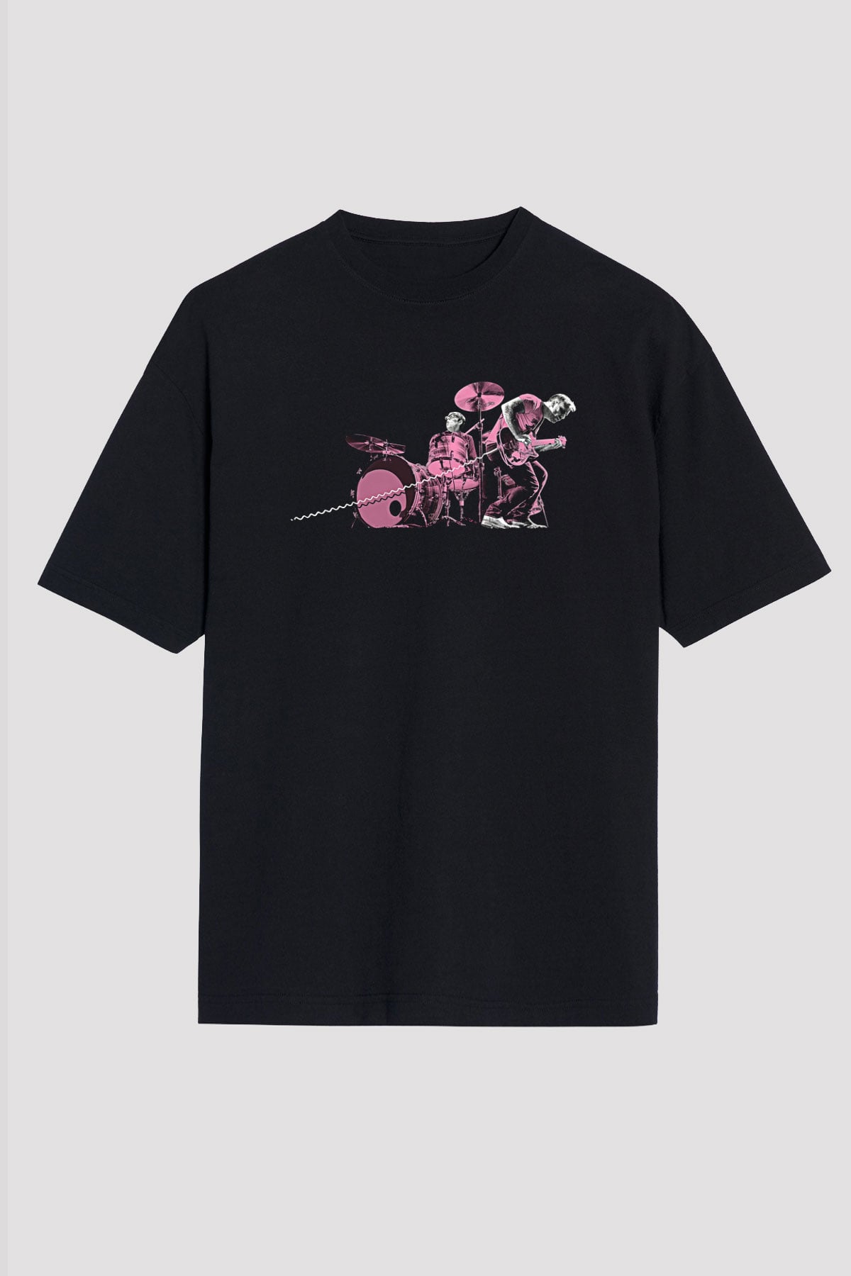 The Black Keys Baskılı Unisex Siyah Oversize Tişört - Tshirt