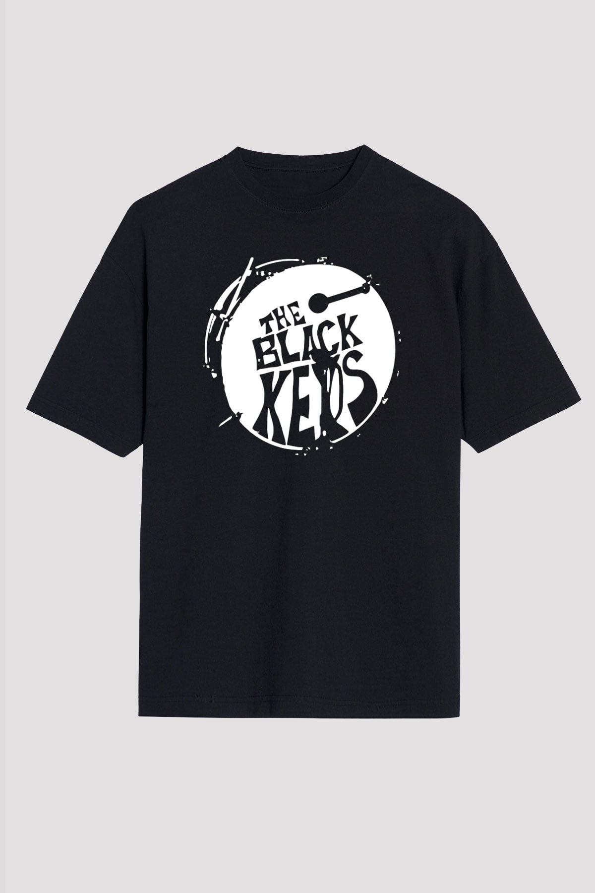 The Black Keys Baskılı Unisex Siyah Oversize Tişört - Tshirt